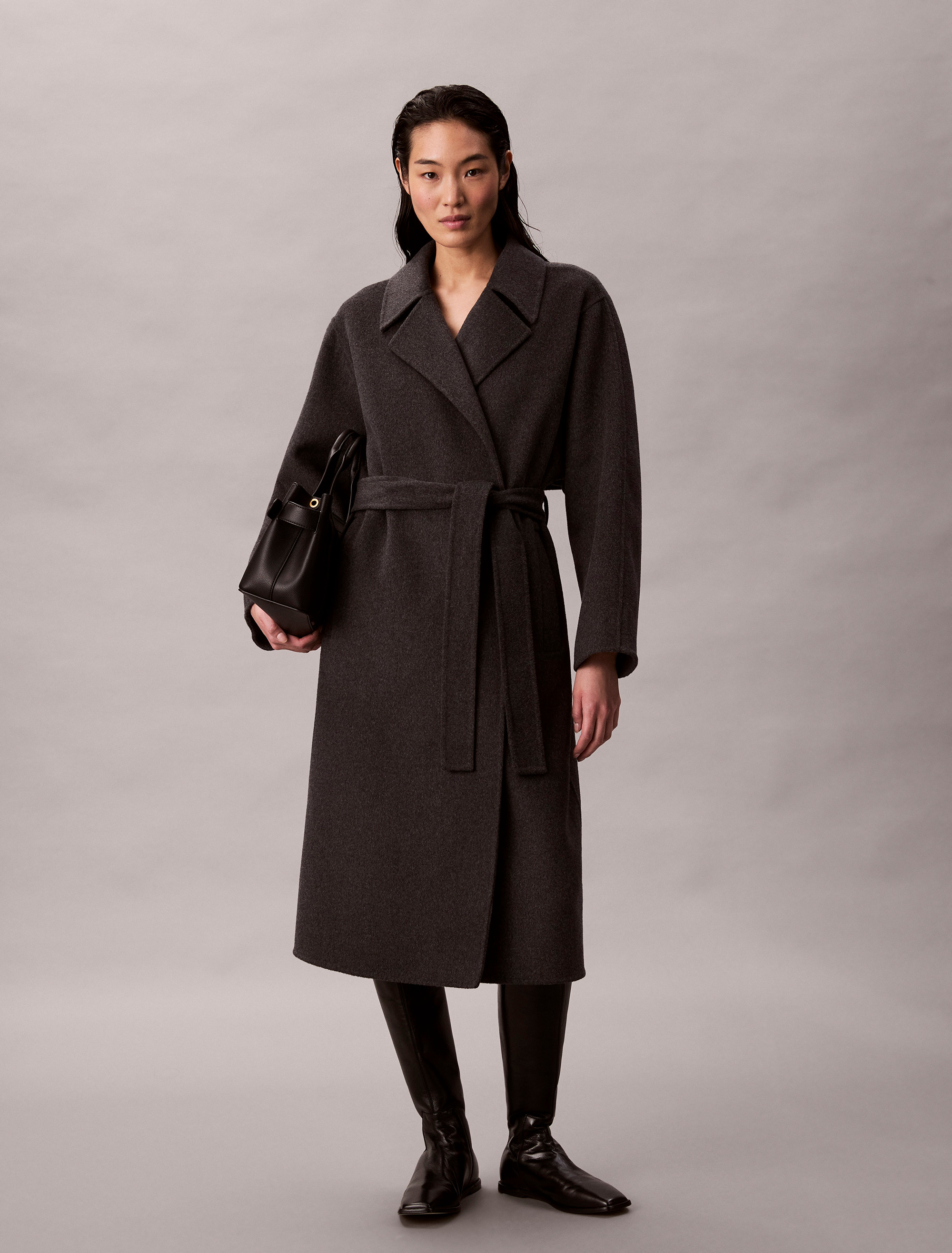 Wool Blend Wrap Coat