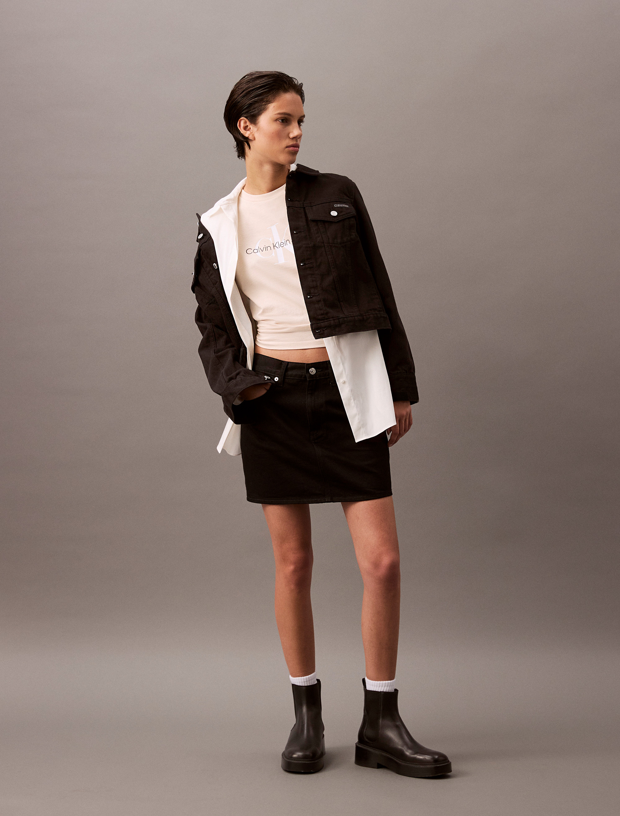 High Rise Denim Mini Skirt