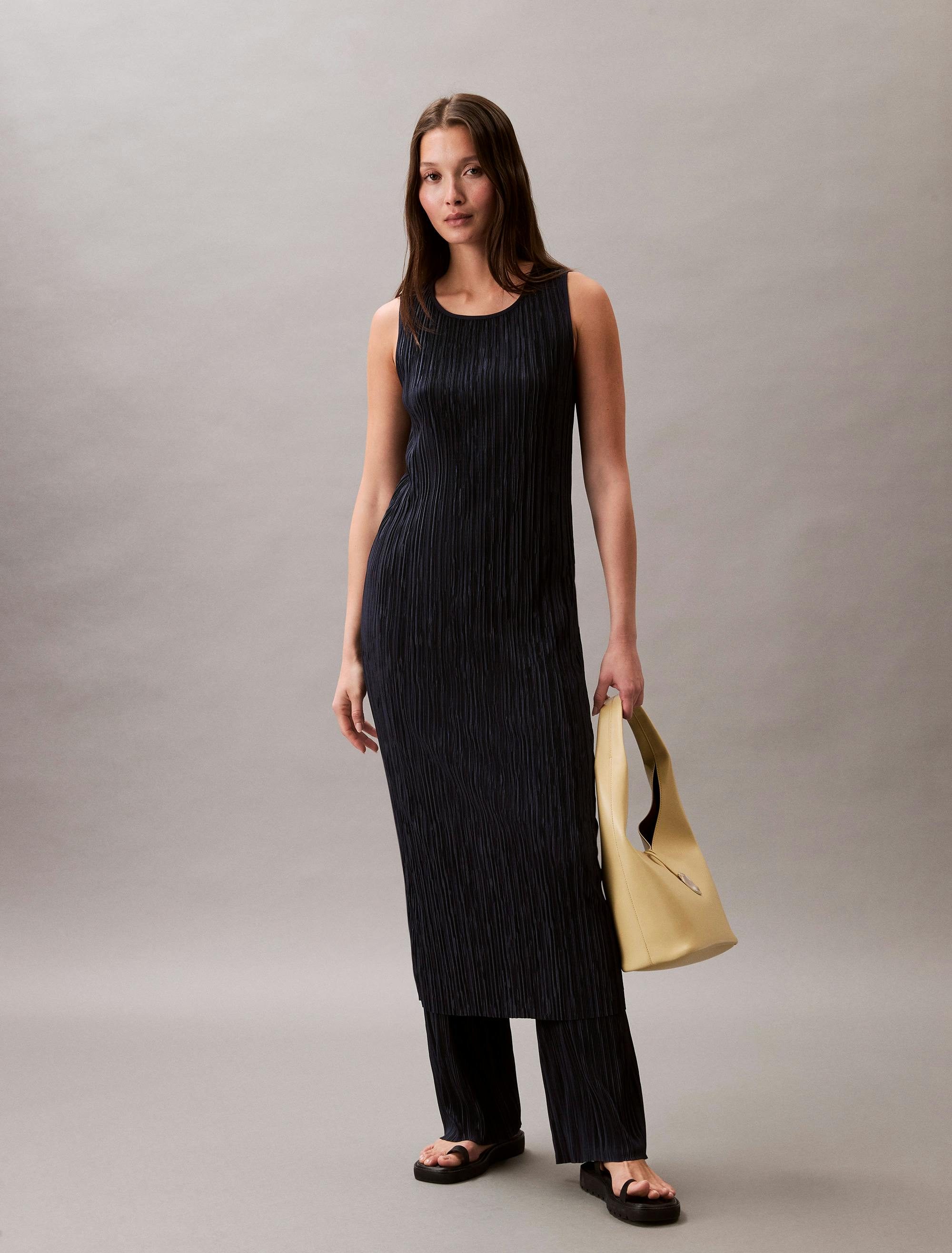 Pliss Sleeveless Midi Dress | Calvin Klein