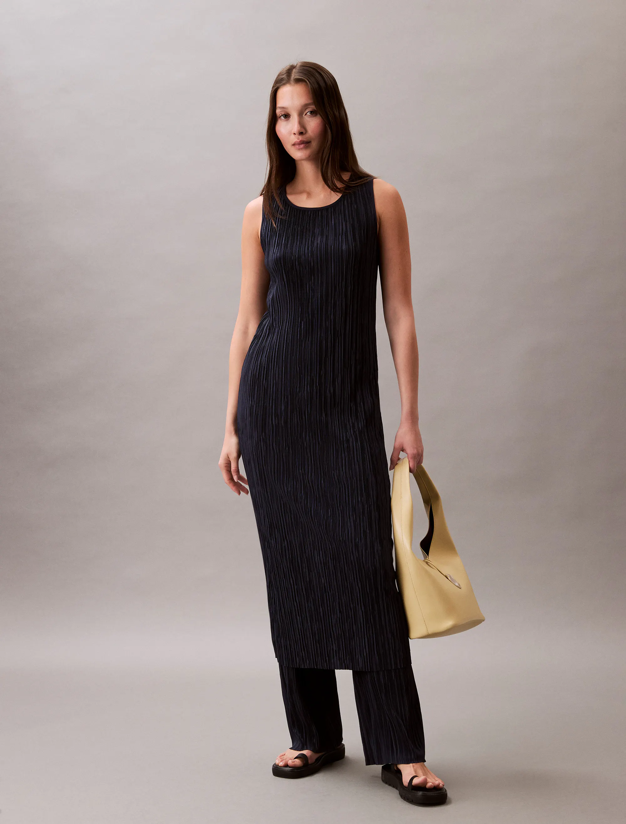 Pliss Sleeveless Midi Dress | Calvin Klein Pliss Sleeveless Midi Dress | Calvin Klein