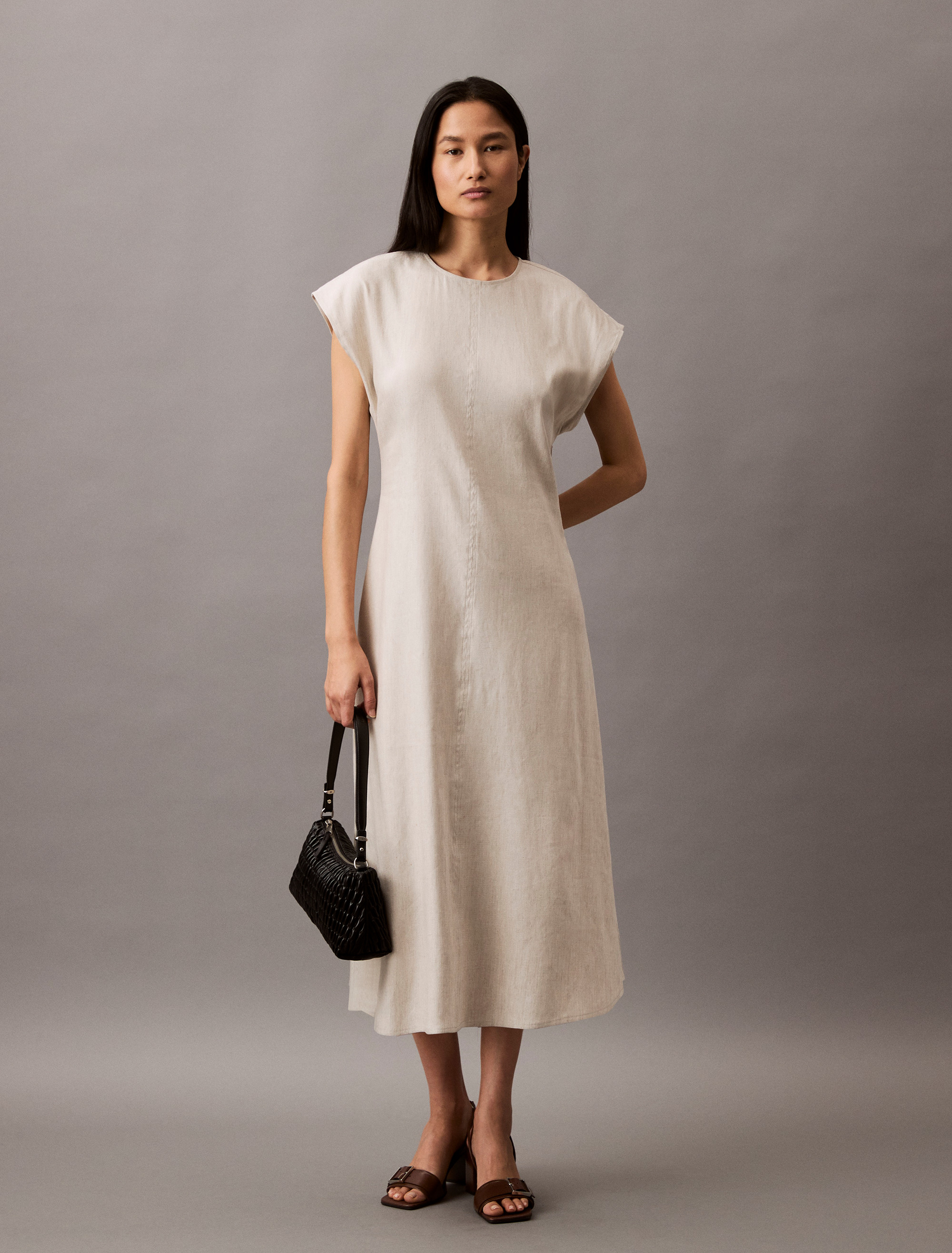 Linen Stretch Midi Dress