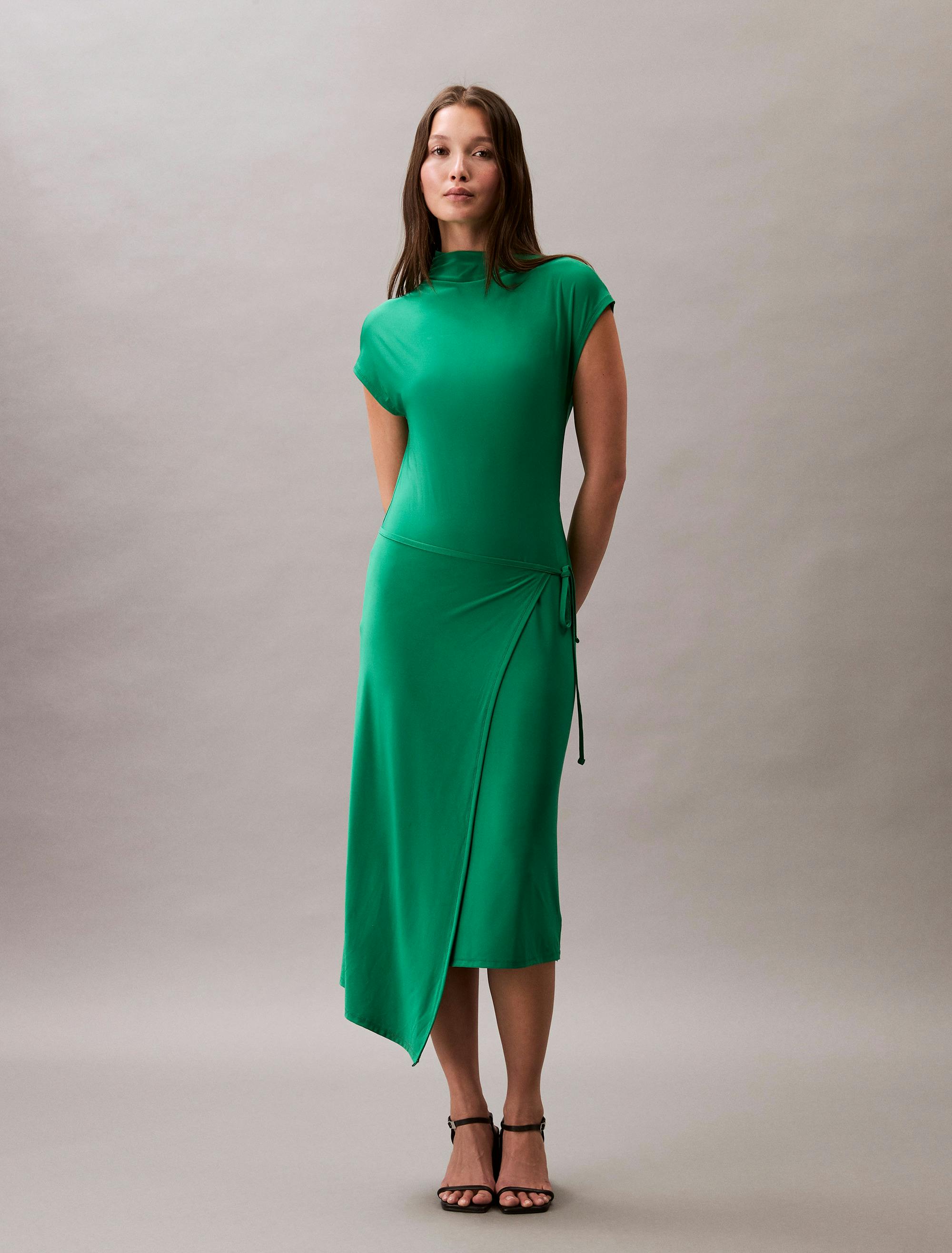 slim fit dress slacks Dress Party Long By Calvin Klein In Green, Size: 18