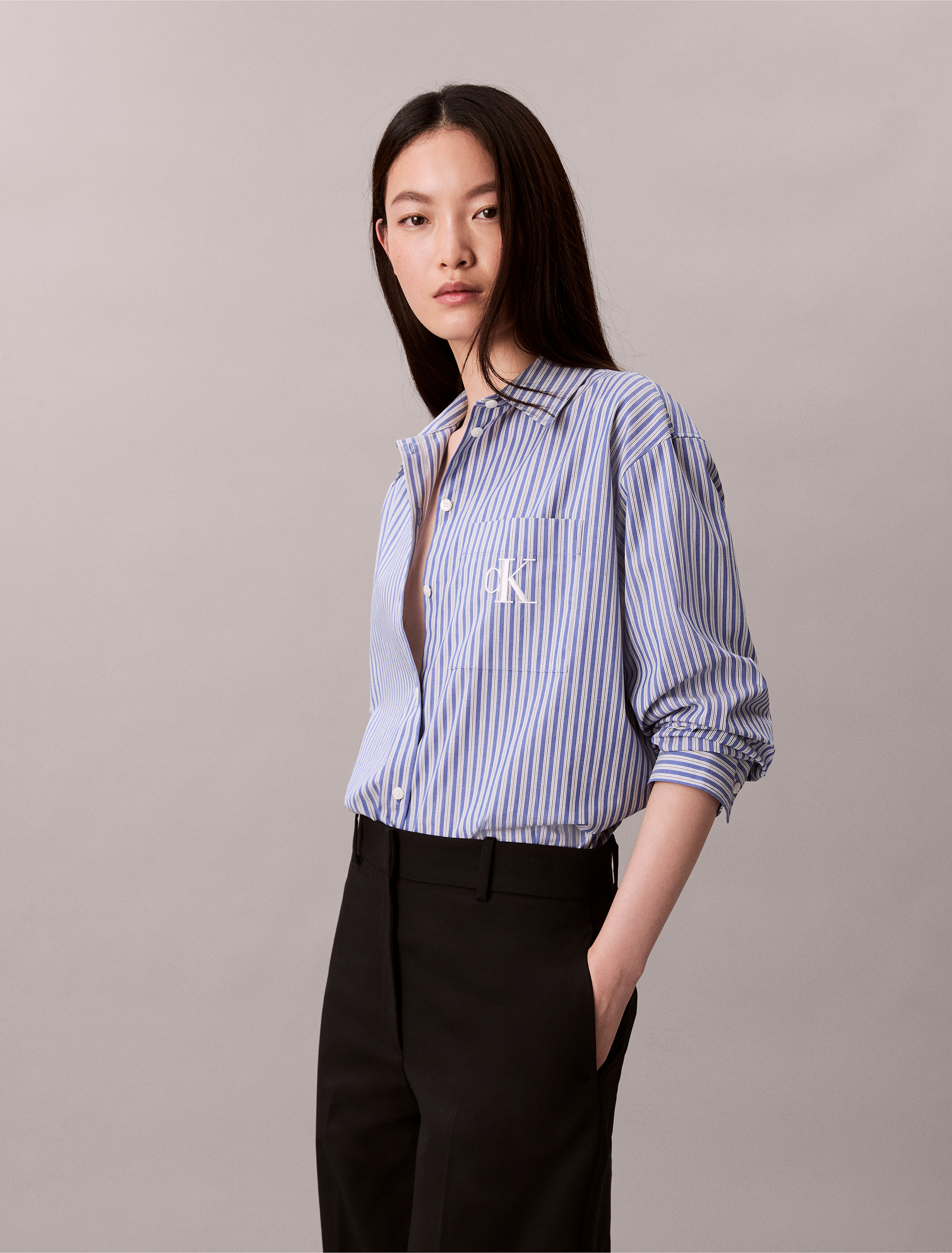 Cotton Poplin Striped Shirt