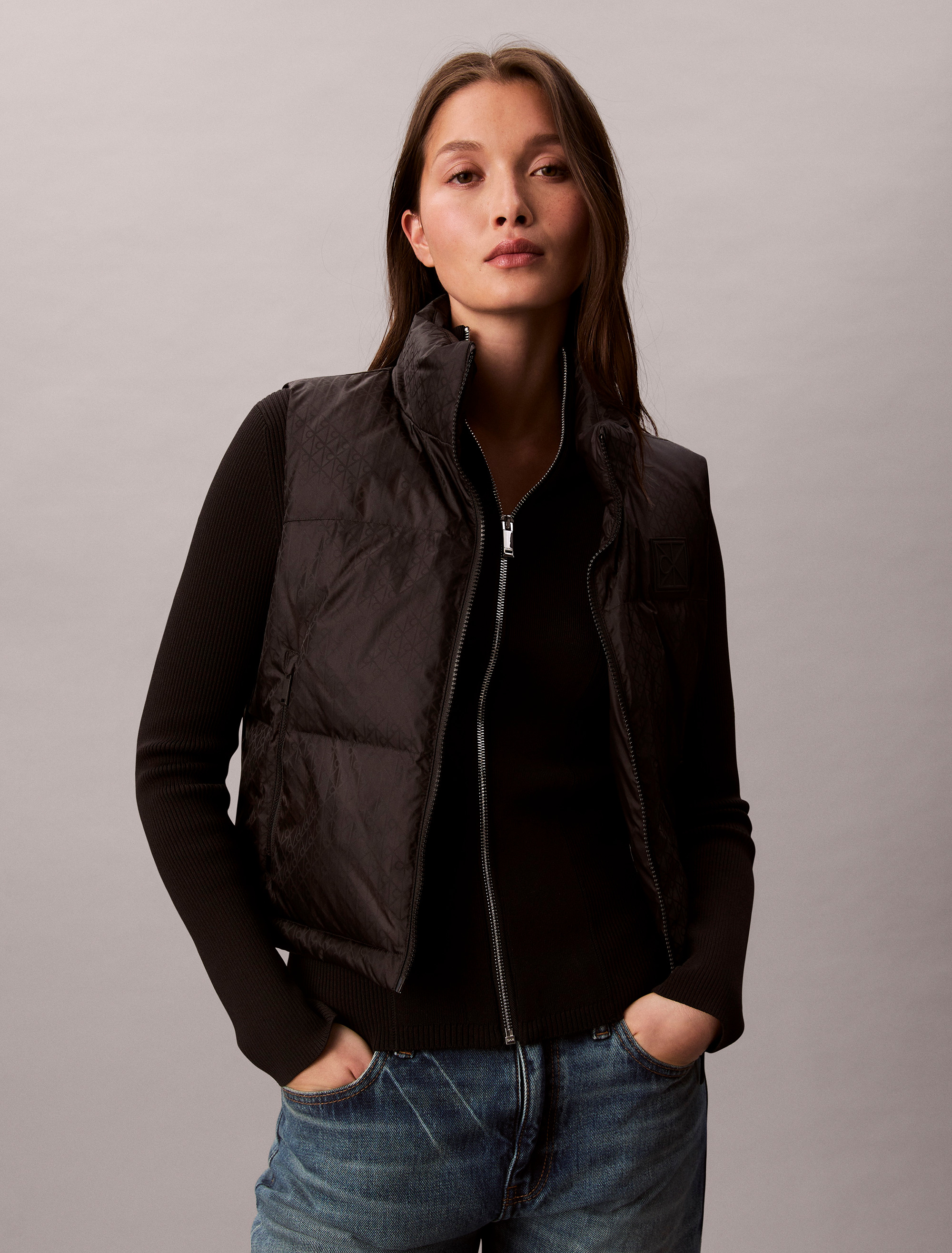 Allover Emblem Logo Puffer Vest