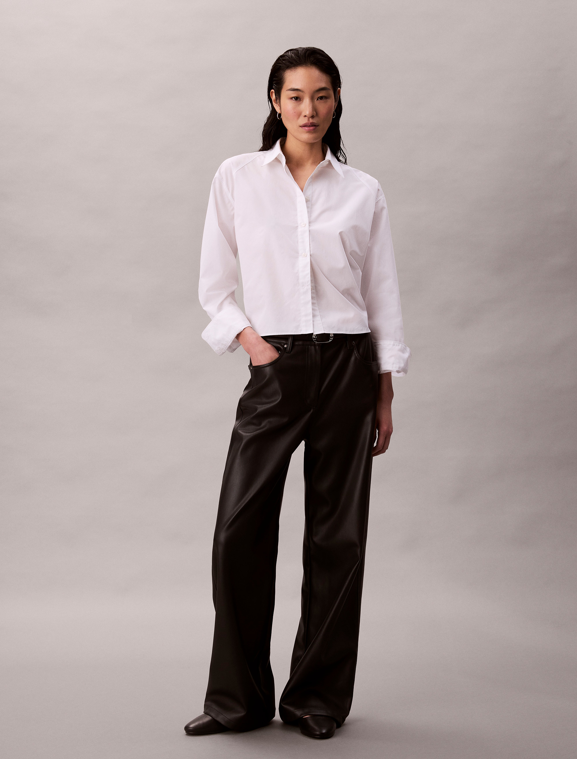 Faux Leather 5-Pocket Pants