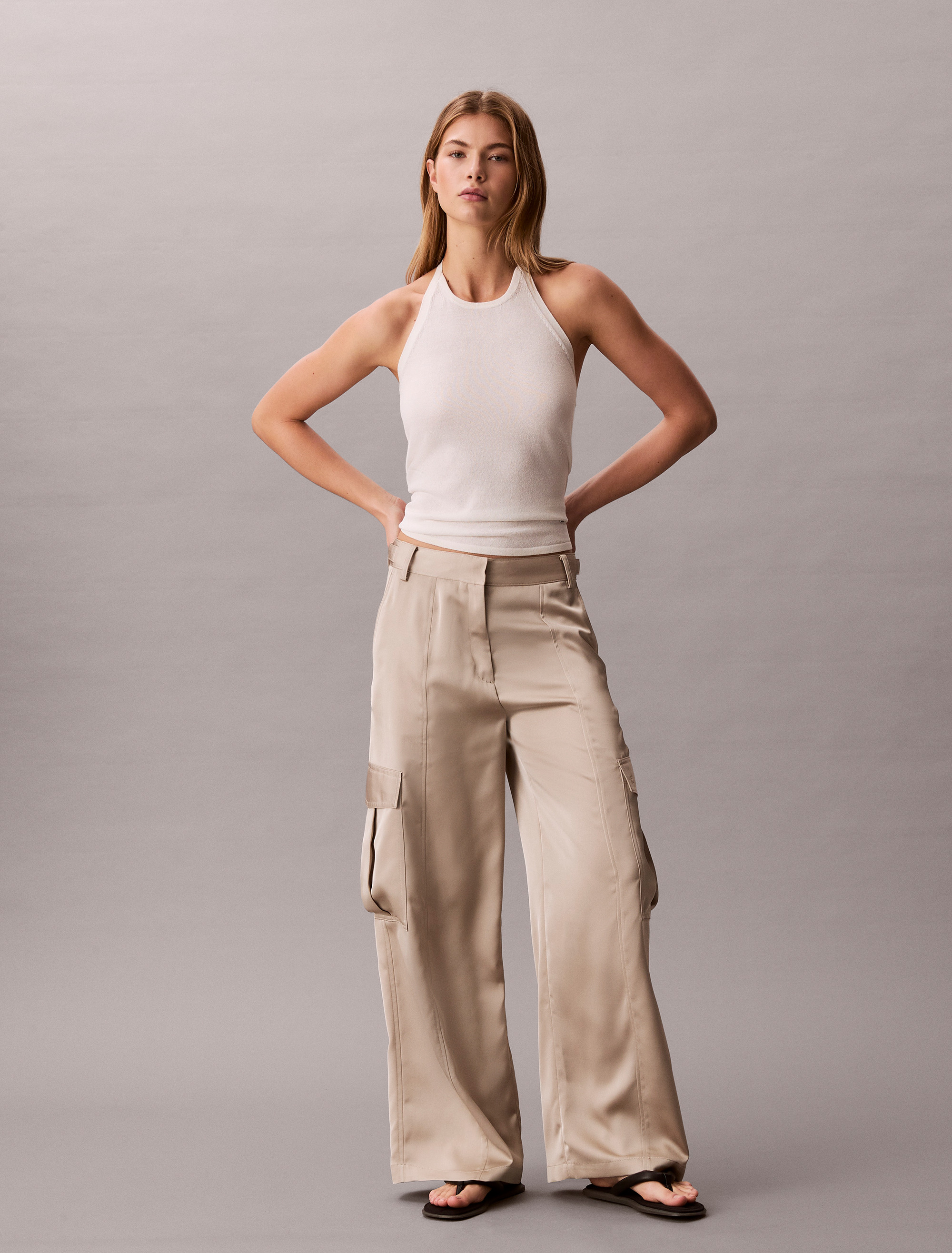 Satin Cargo Pants