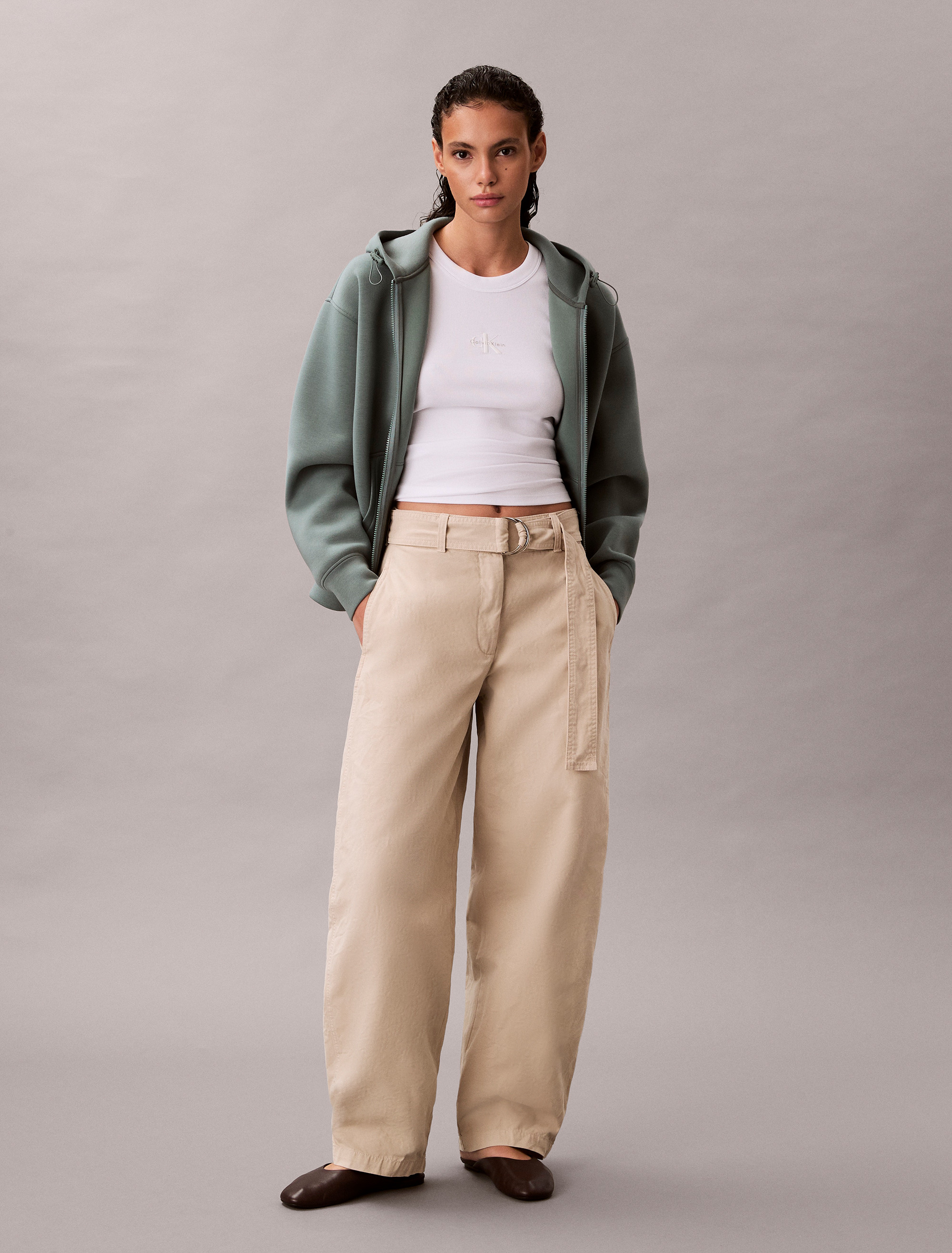 Cotton Relaxed Belted Pants