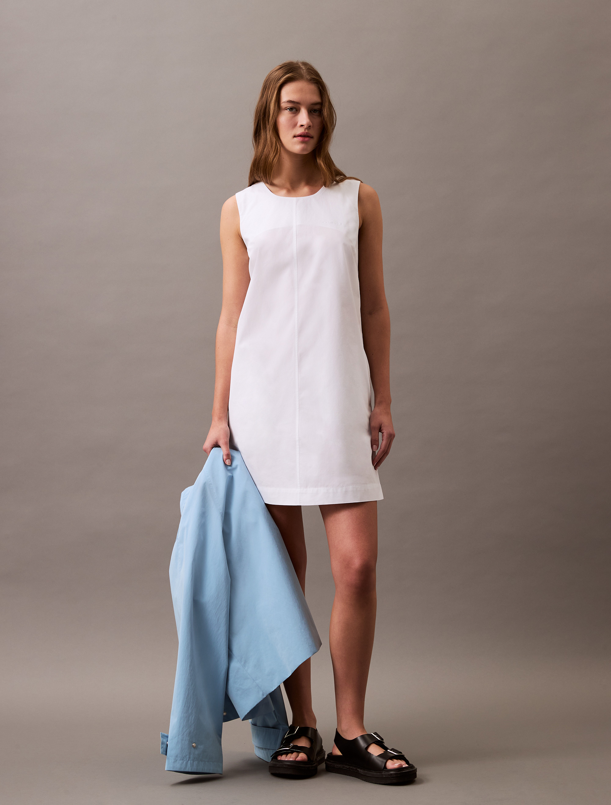 Cotton Poplin Sleeveless Mini Dress