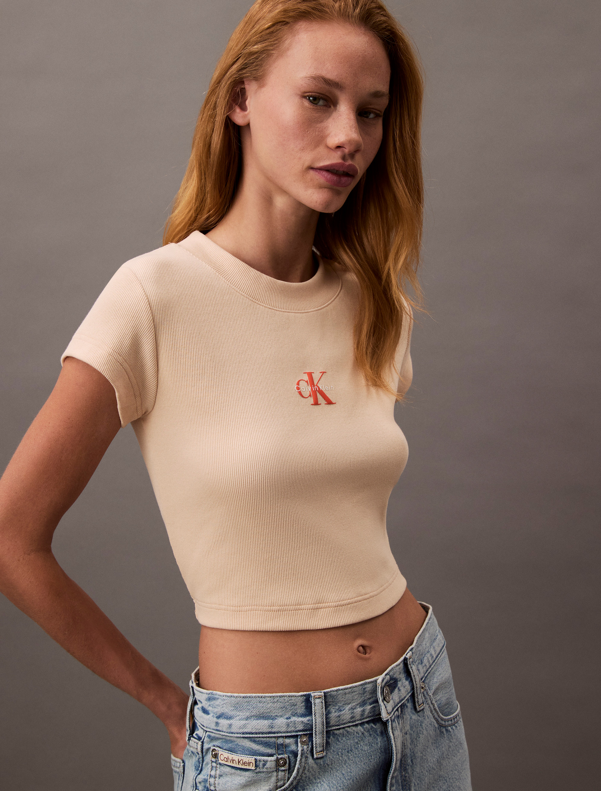 Monogram Logo Ribbed Baby Tee | Calvin Klein