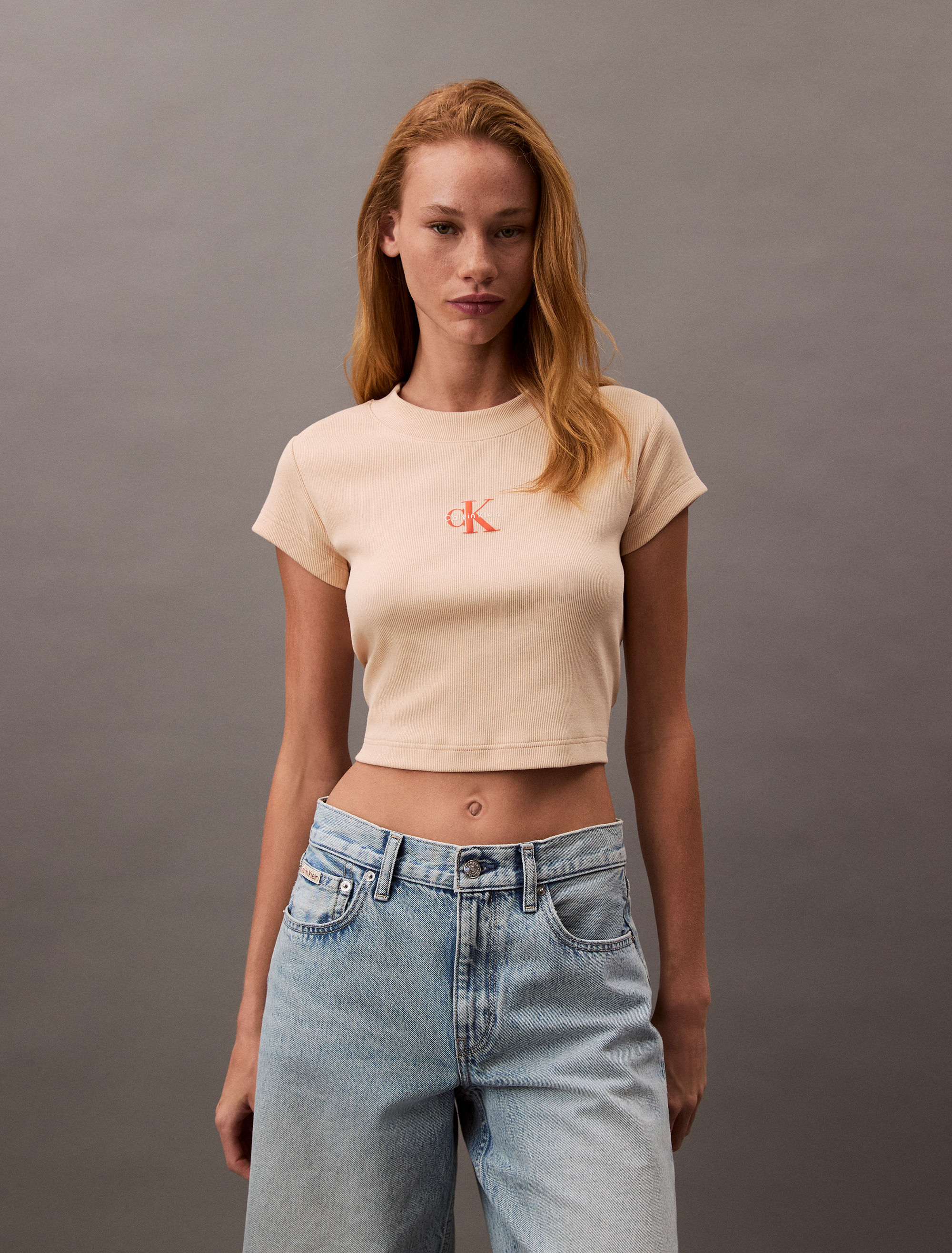 Monogram Logo Ribbed Baby Tee | Calvin Klein