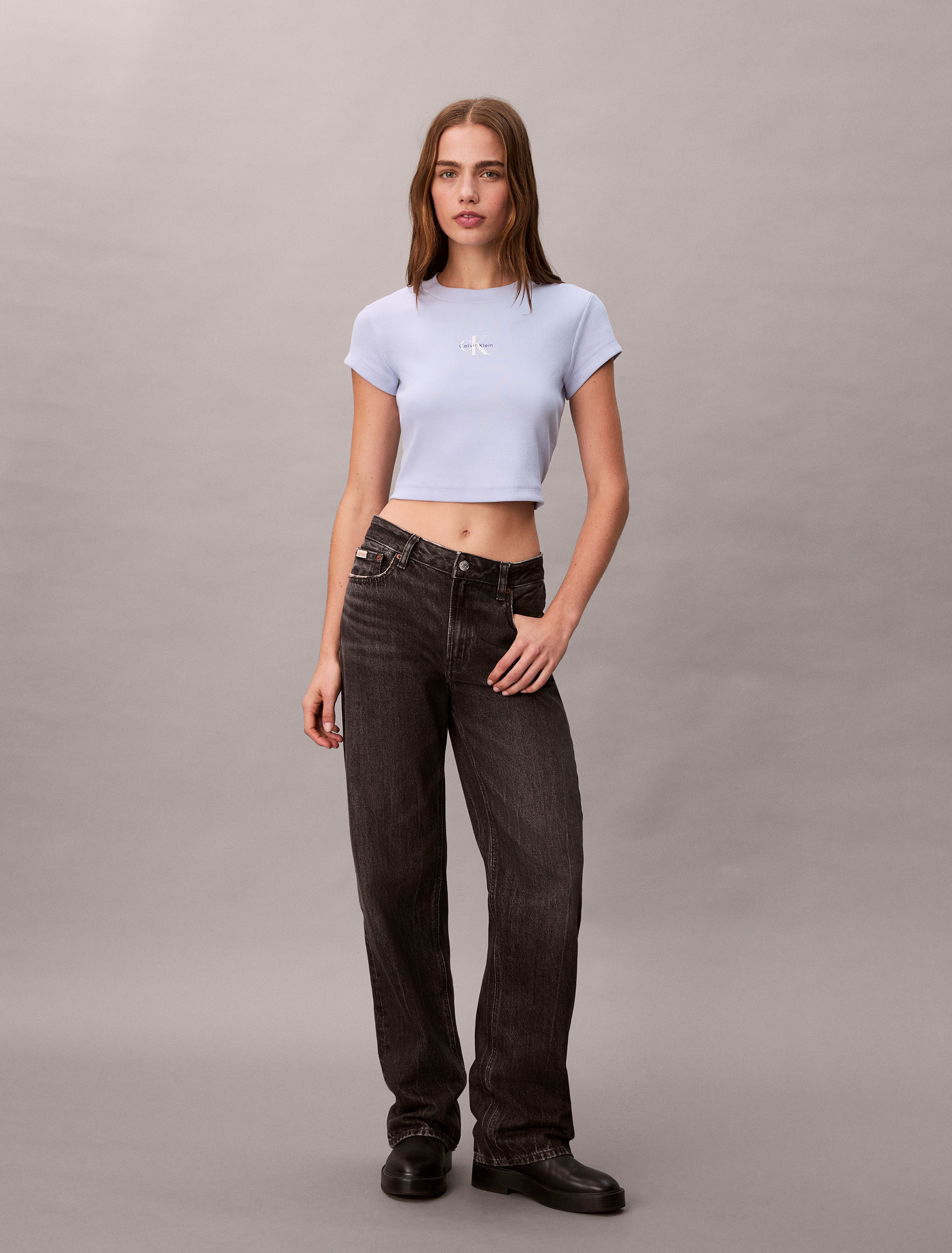 Monogram Logo Ribbed Baby Tee | Calvin Klein