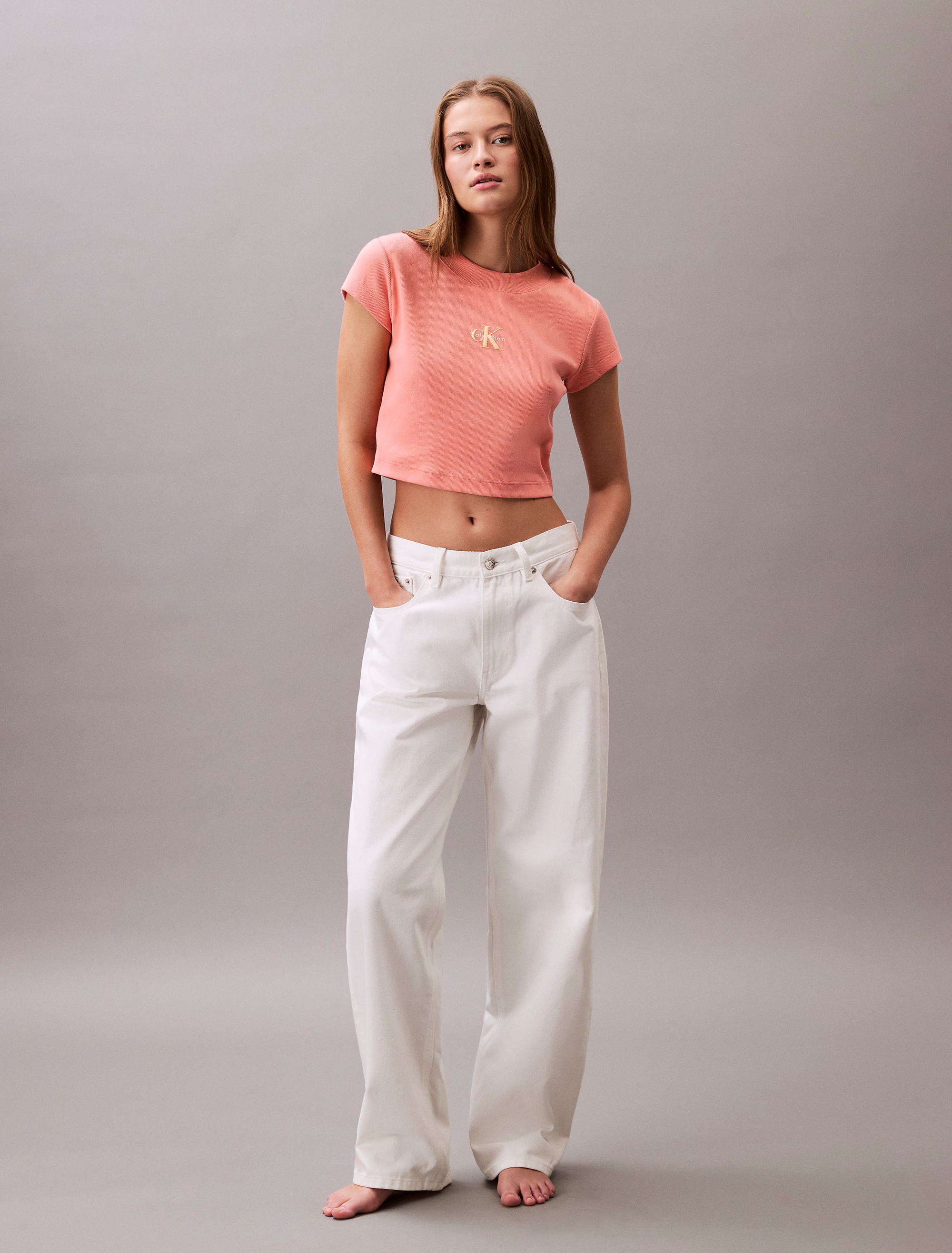 Monogram Logo Ribbed Baby Tee | Calvin Klein