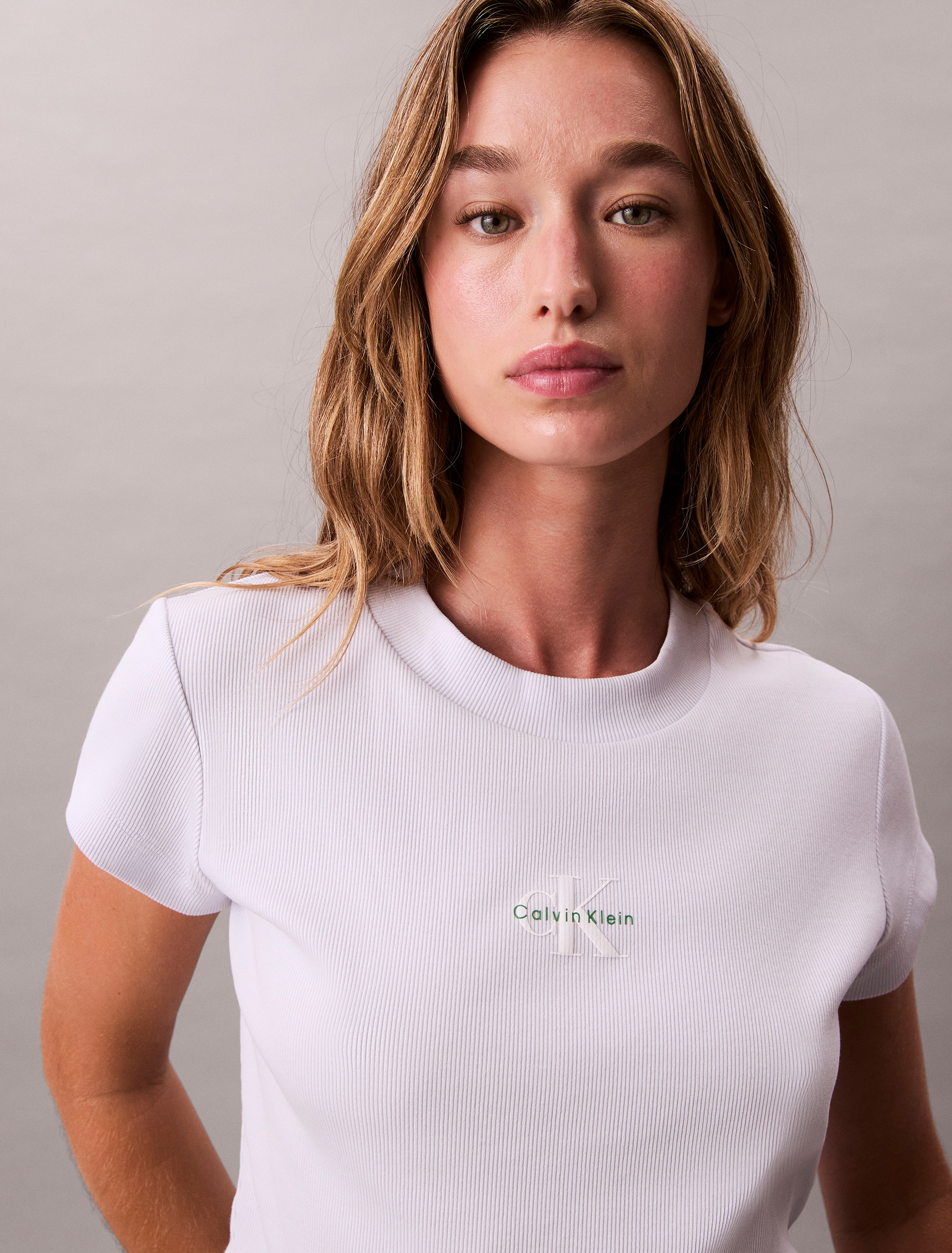 Monogram Logo Ribbed Baby Tee | Calvin Klein