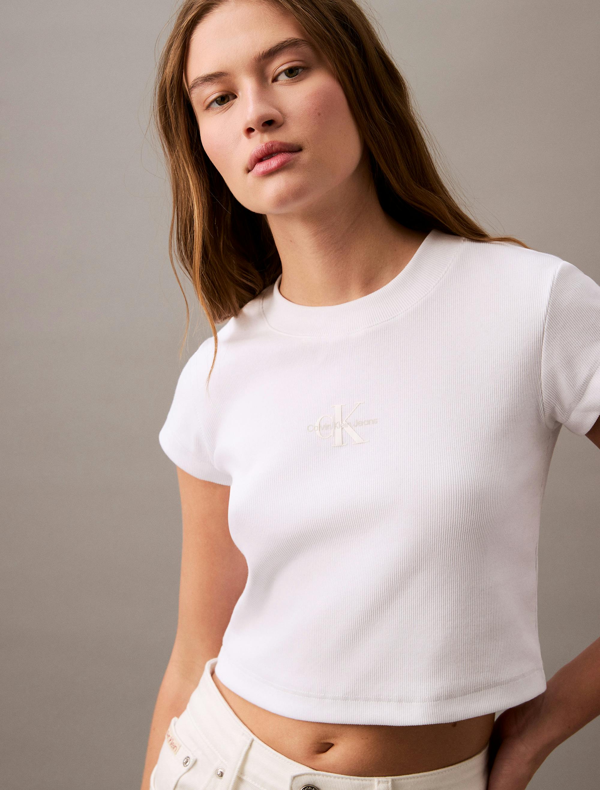Monogram Logo Ribbed Baby Tee Calvin Klein
