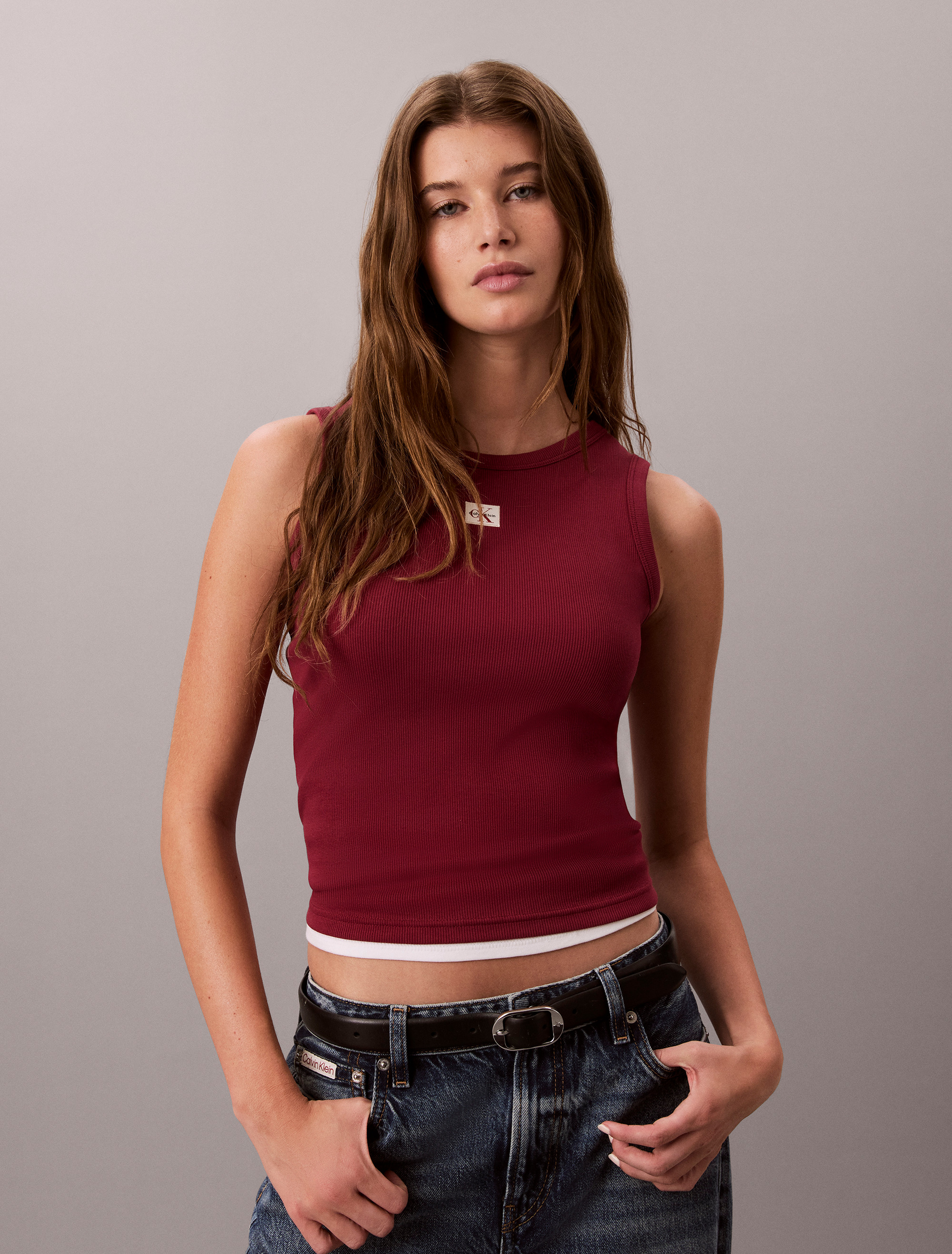 Cotton Stretch Ribbed Tank Top
