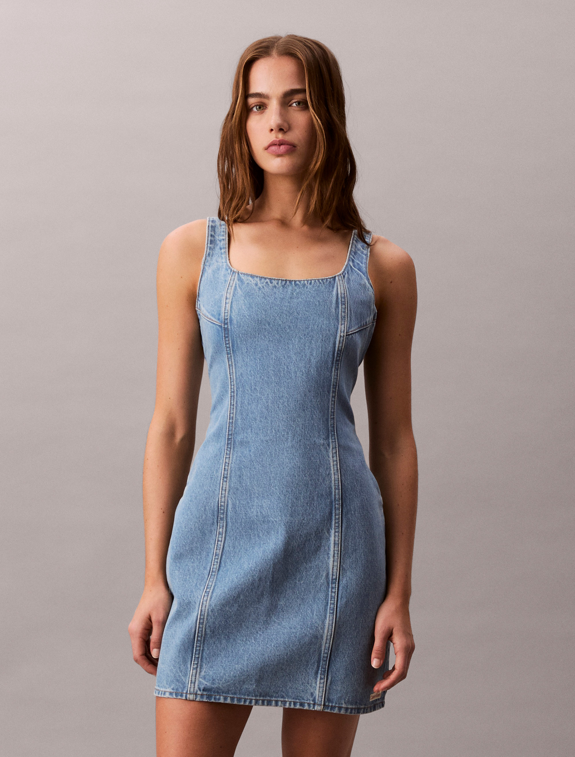 Scoop Neck Denim Mini Dress | Calvin Klein