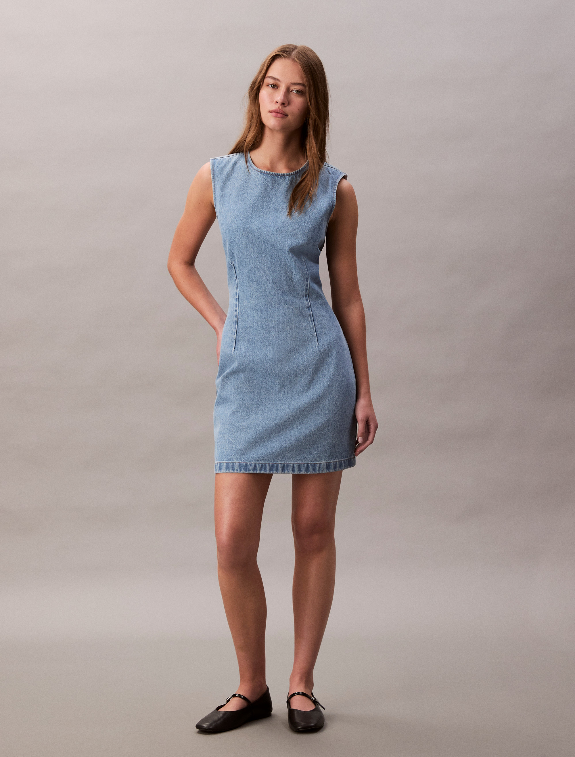 Denim Cap Sleeve Mini Dress