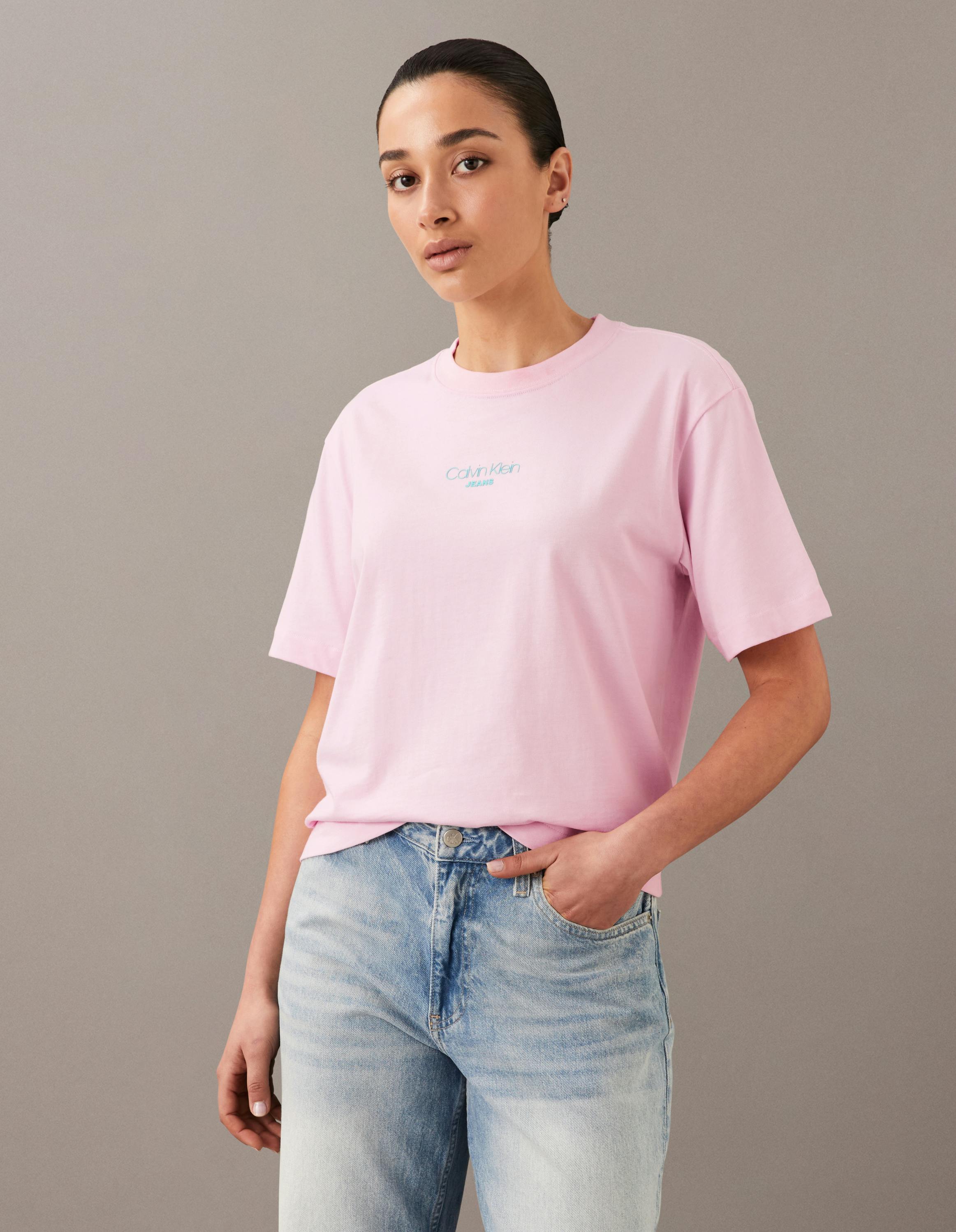 Pink David Klein Clothing Boxy Logo T-Shirt Calvin Klein