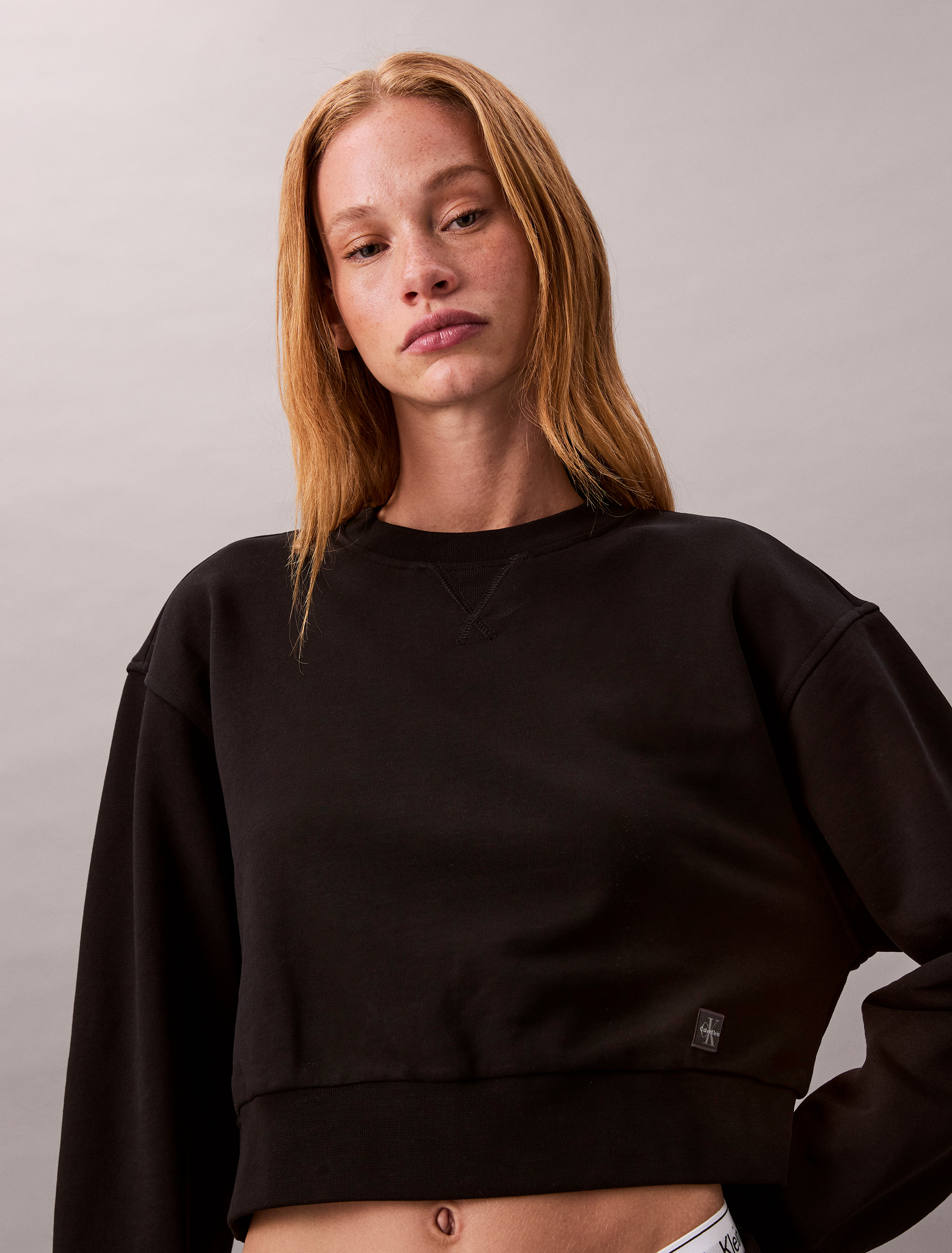 French Terry Cropped Relaxed Sweatshirt