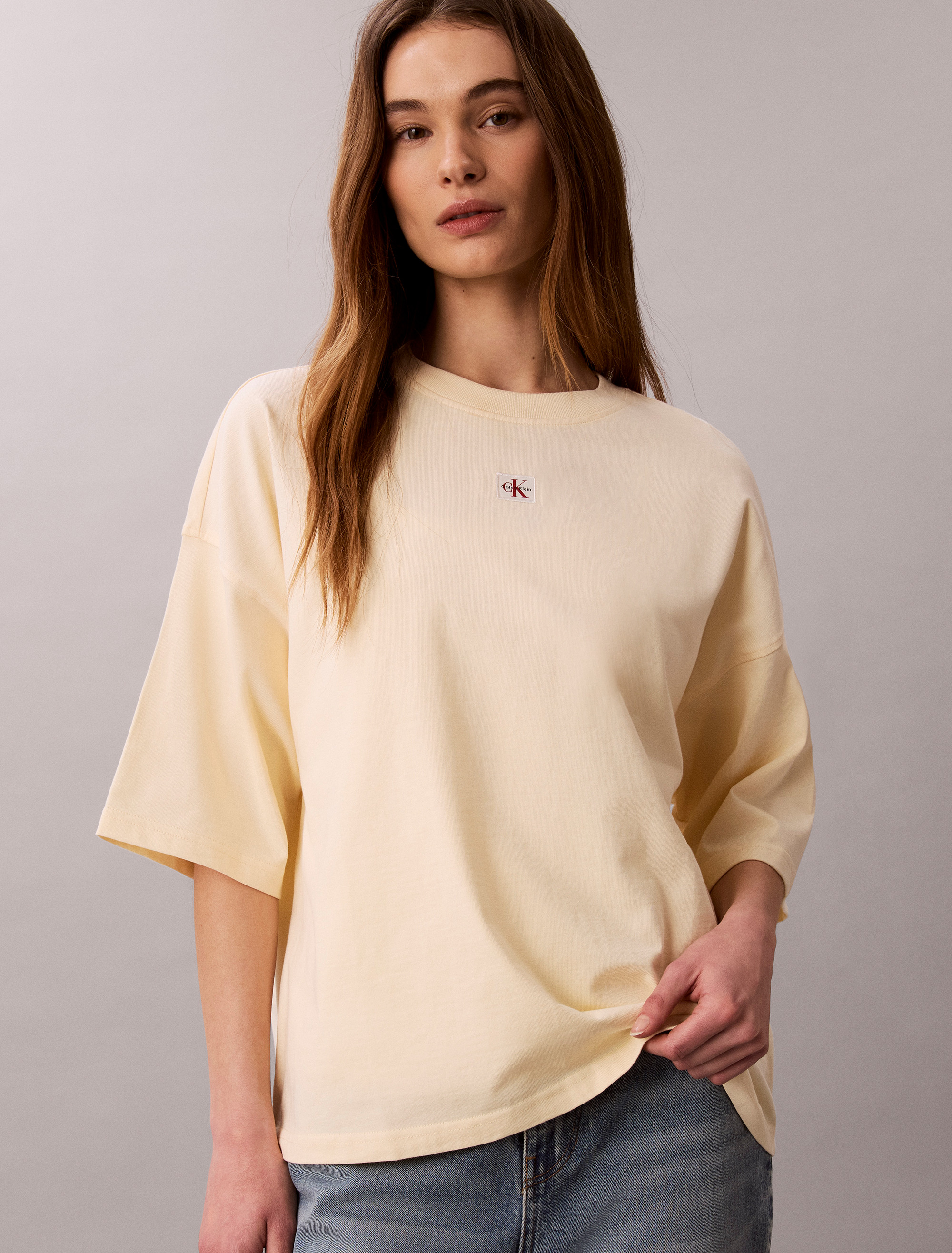 Oversized Woven Logo Tee