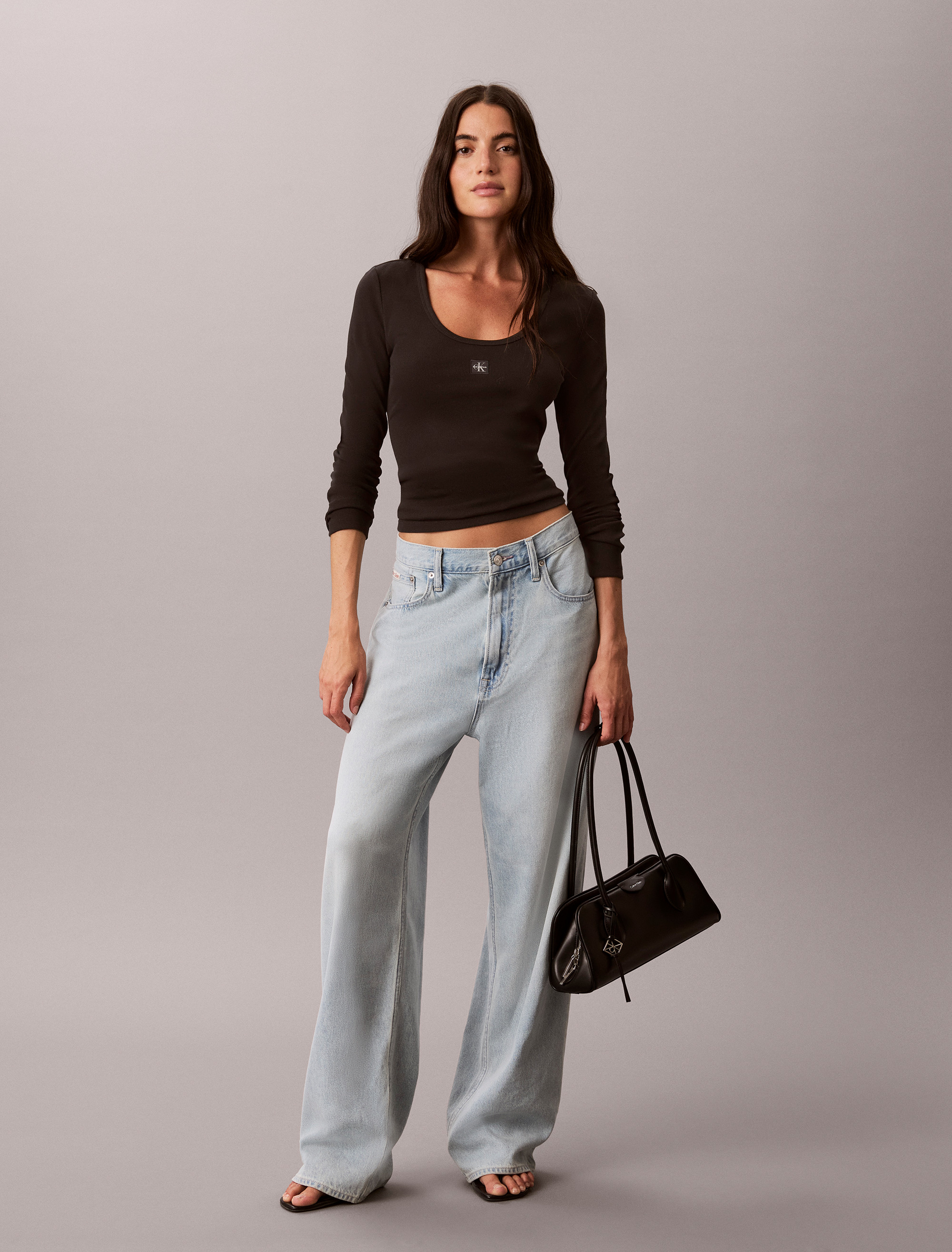 Ribbed Cotton Long Sleeve Top