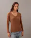Rib V-Neck Long Sleeve Top
