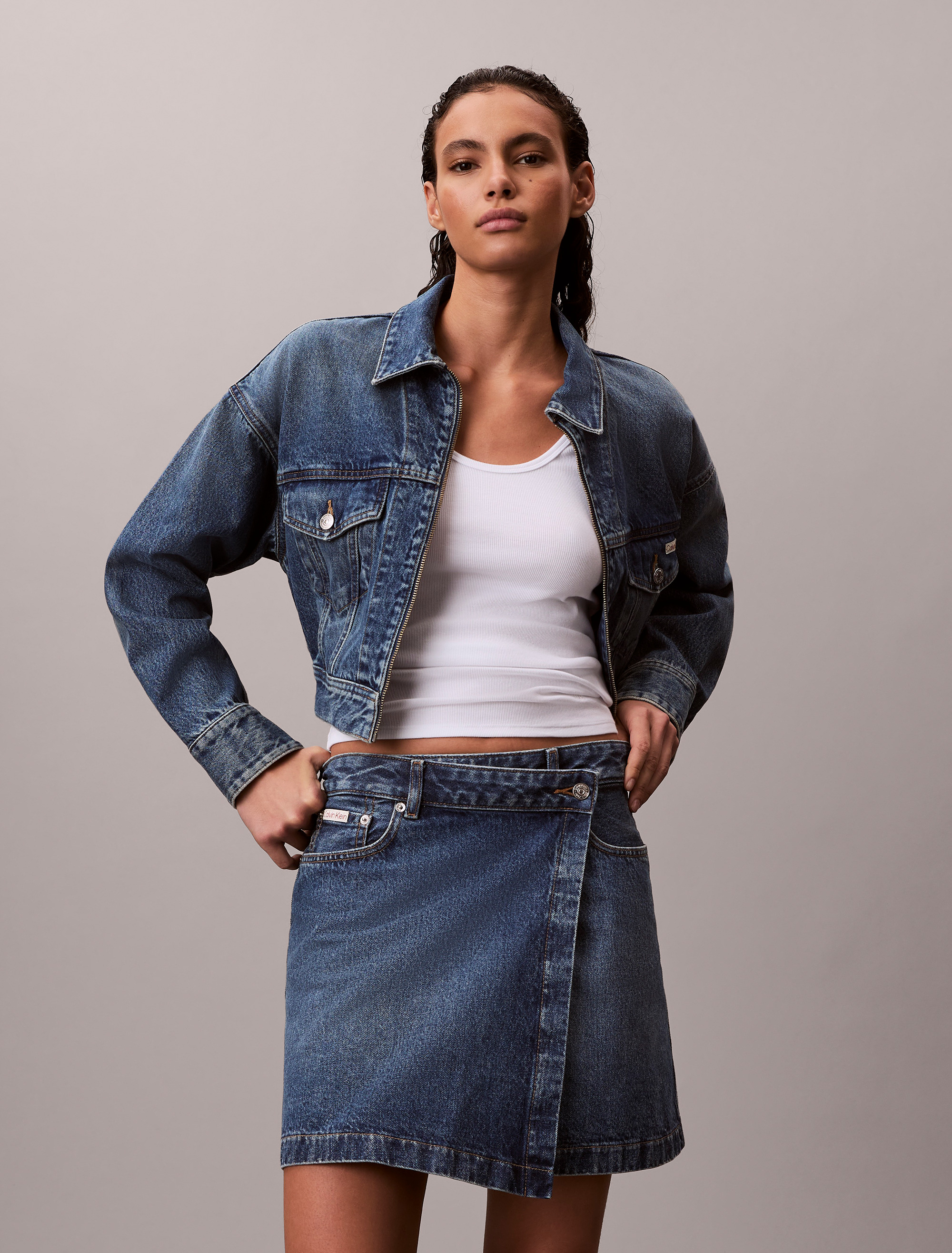 Denim Mini Wrap Skirt
