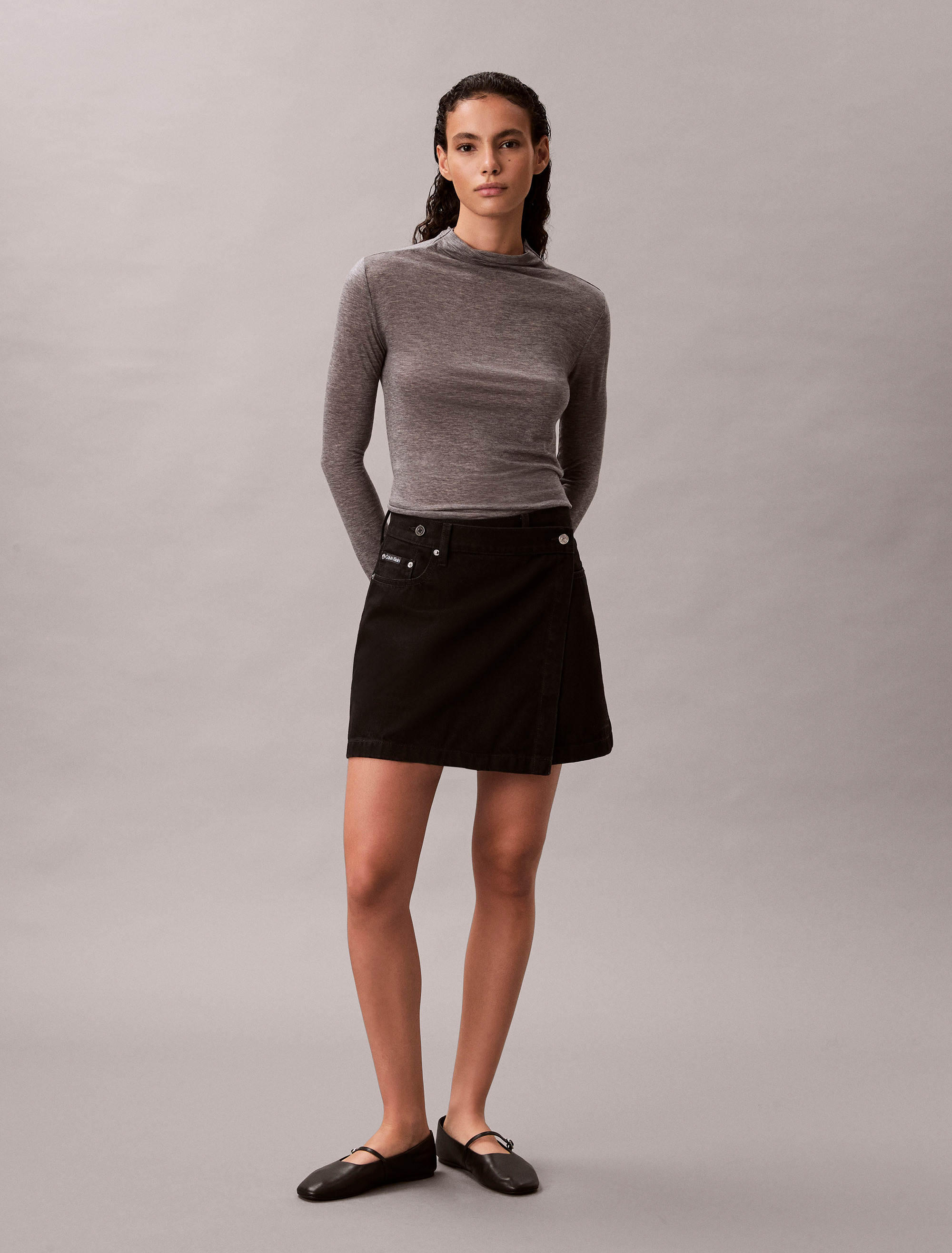 Denim Mini Wrap Skirt