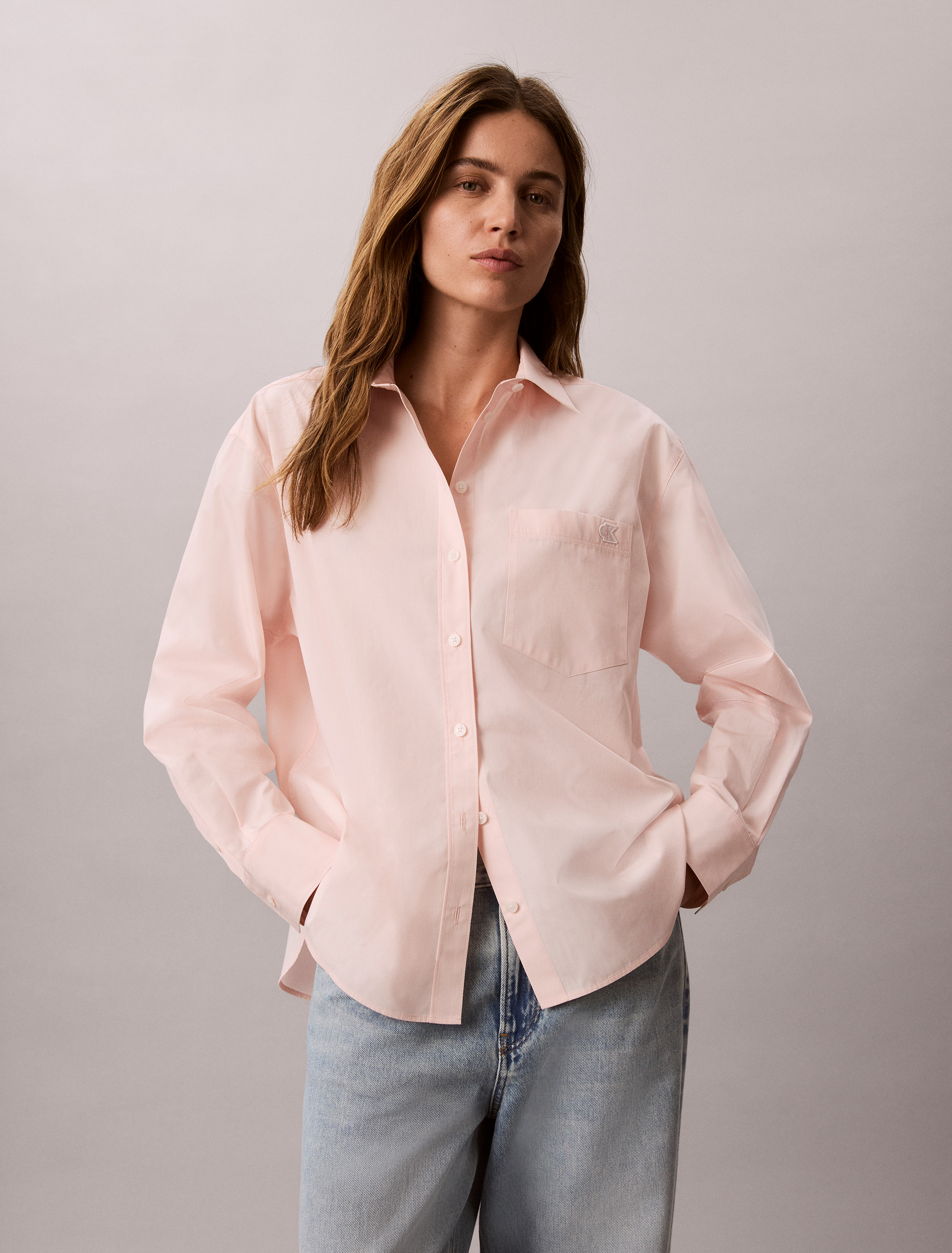 Cotton Poplin Relaxed Button-Down Shirt