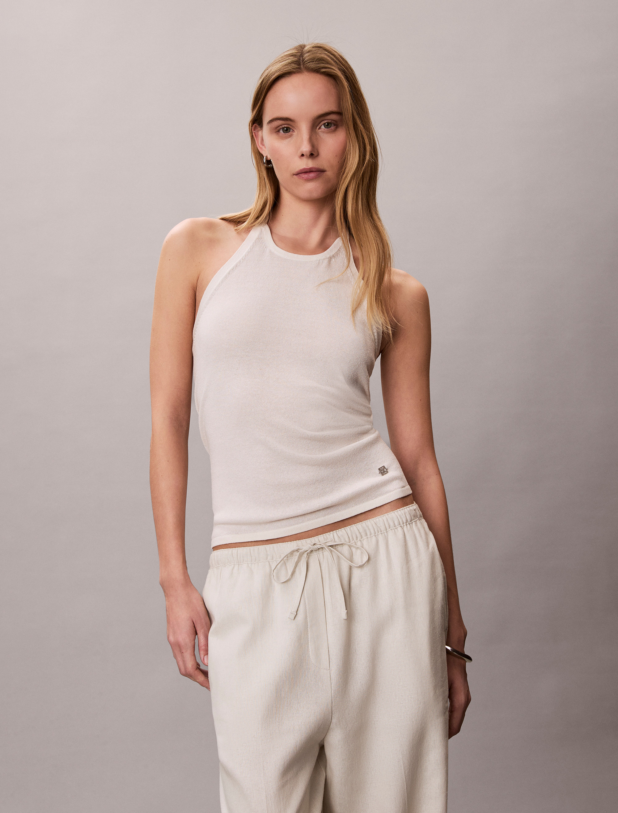 Linen Blend Halter Top