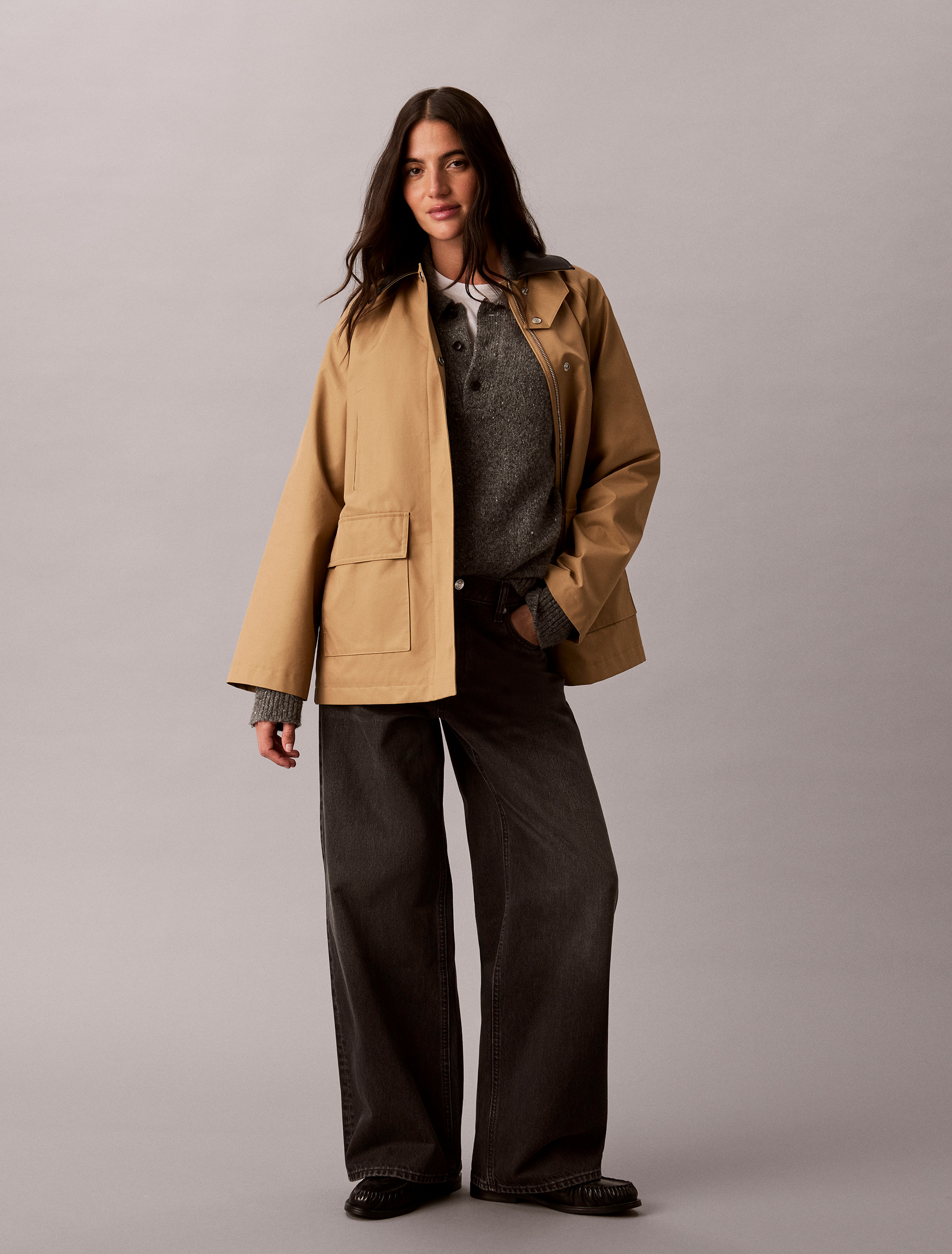 Cotton Blend Twill Utility Jacket