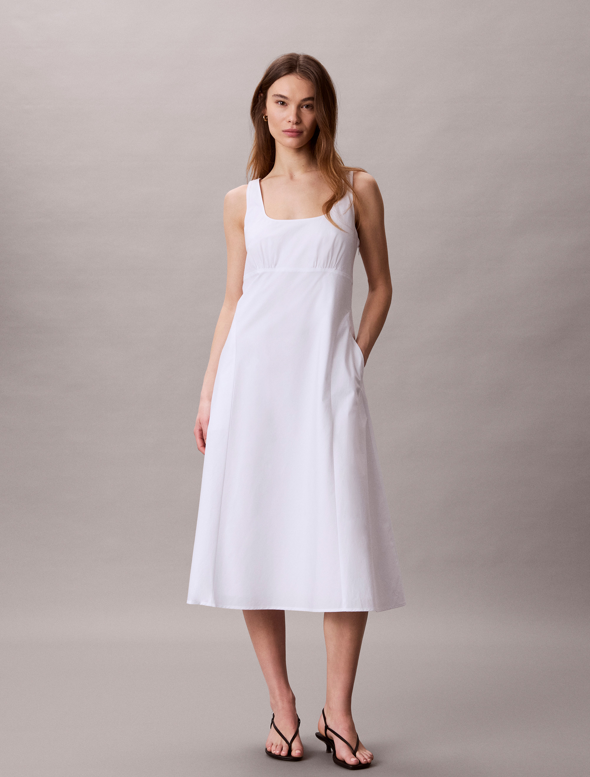 Cotton Poplin Midi Dress
