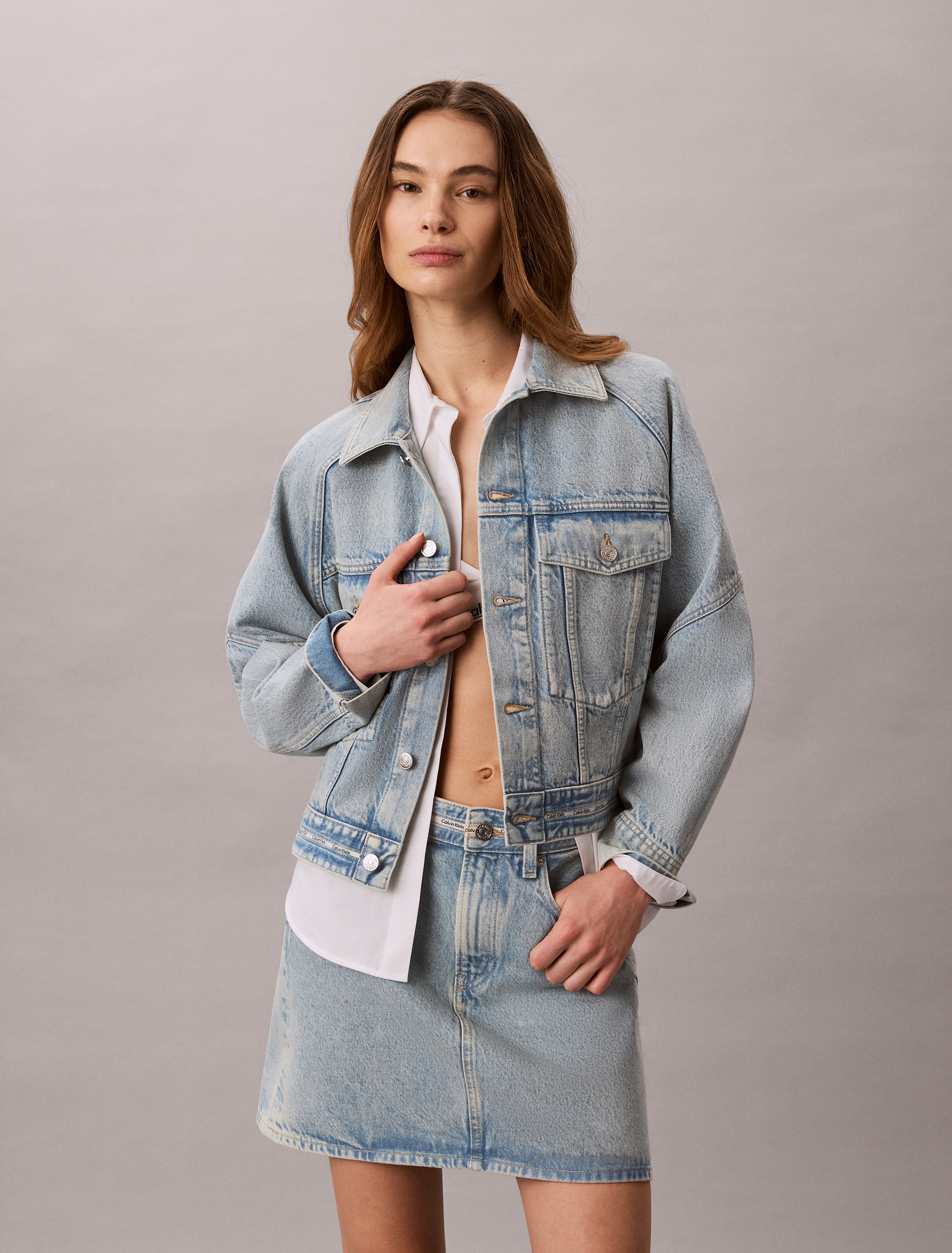 Denim Logo Tape Boxy Jacket