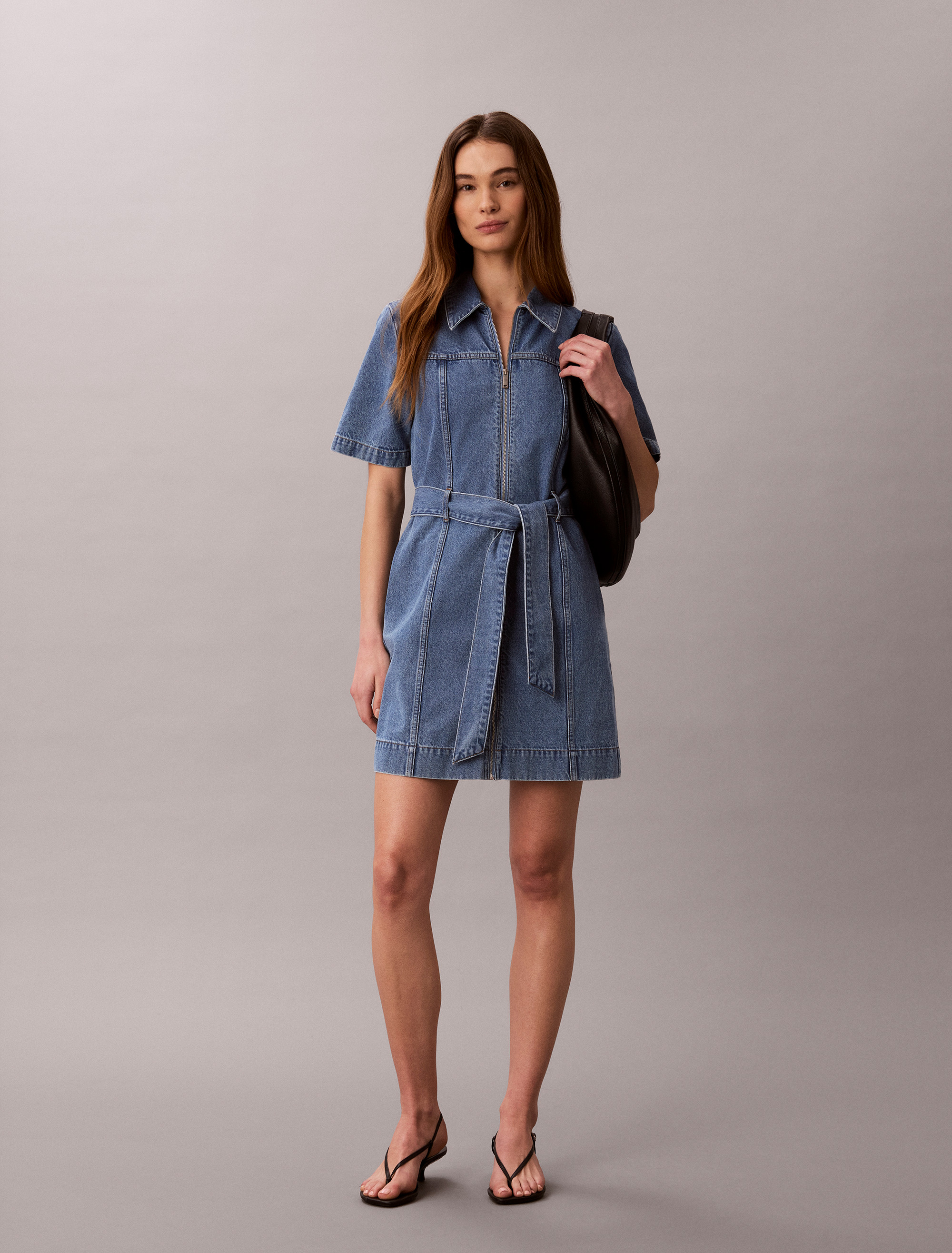 Denim Belted Shirt Dress