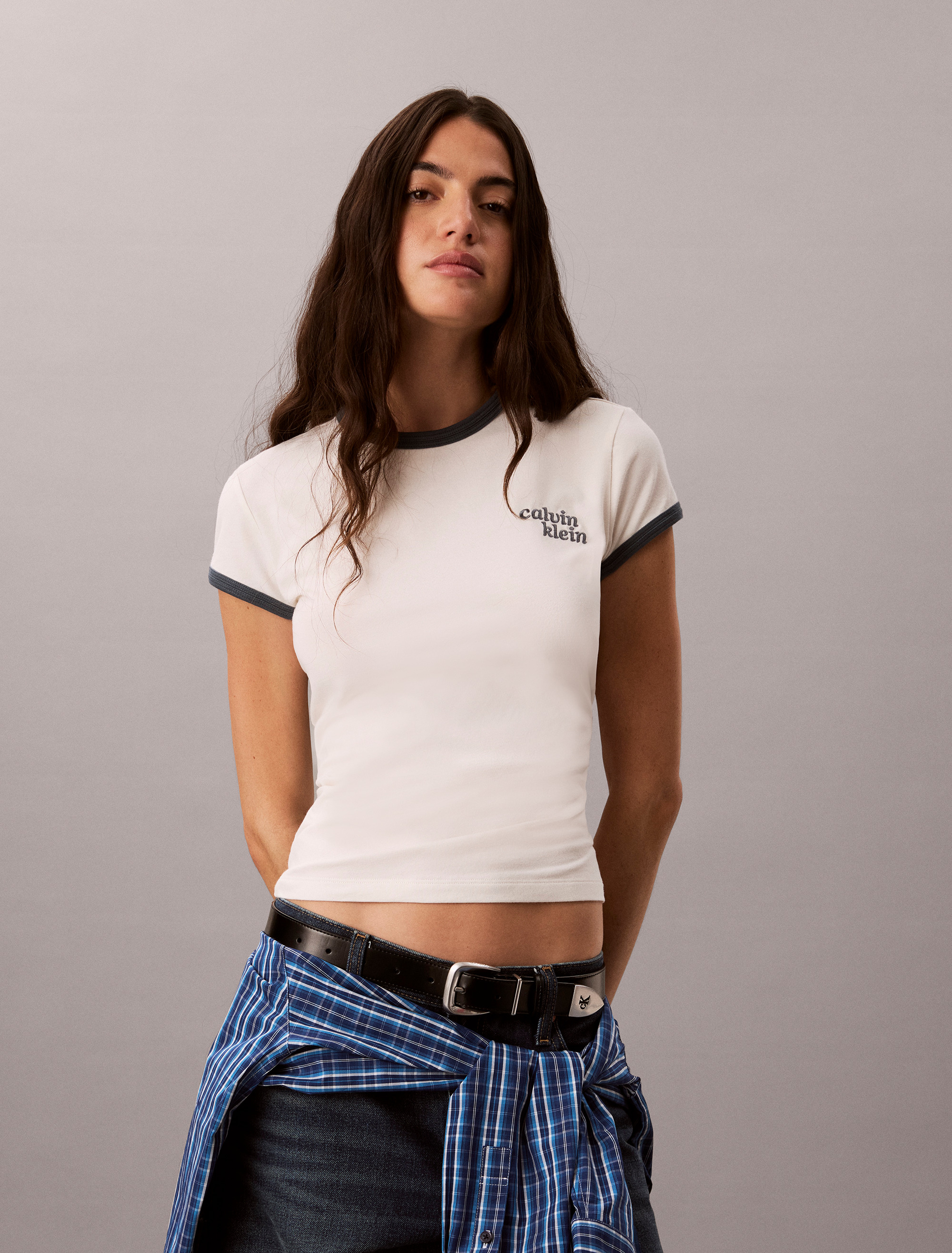 Calvin Klein Logo Slim Ringer Tee