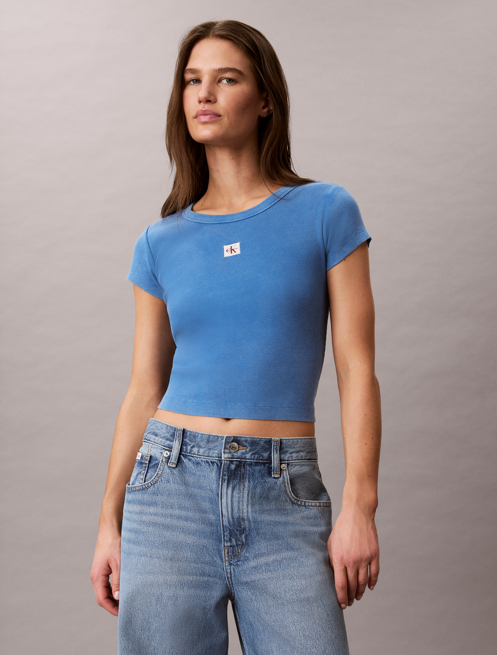 Woven Monologo Rib Crewneck Tee