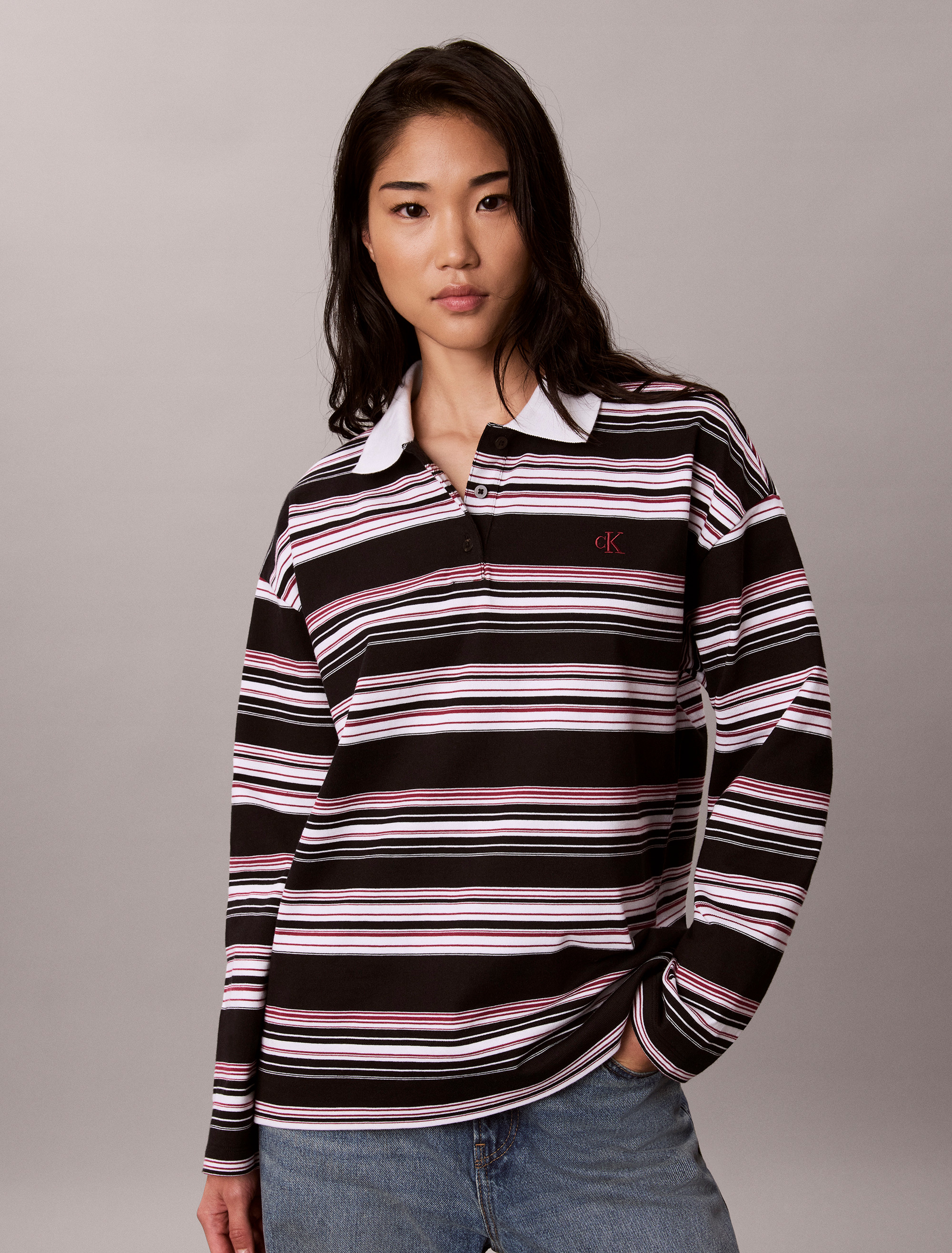 Jersey Stripe Oversized Polo
