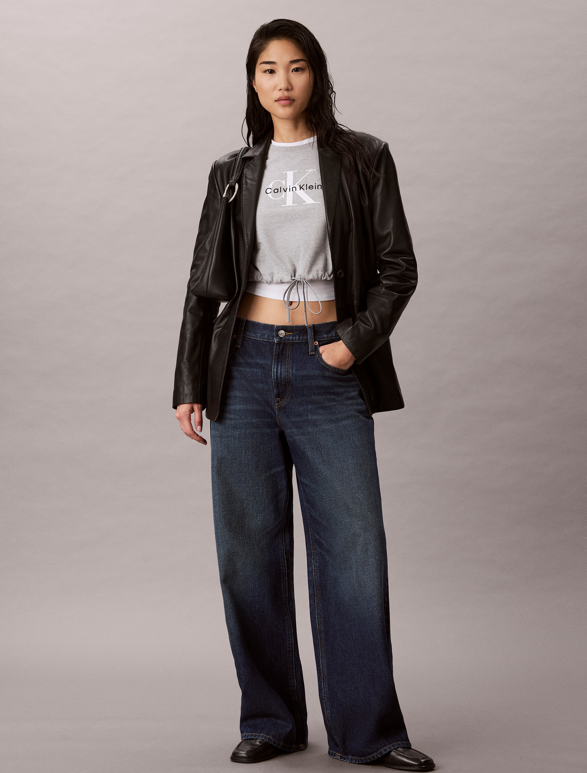 Monologo Cropped Drawstring Tee