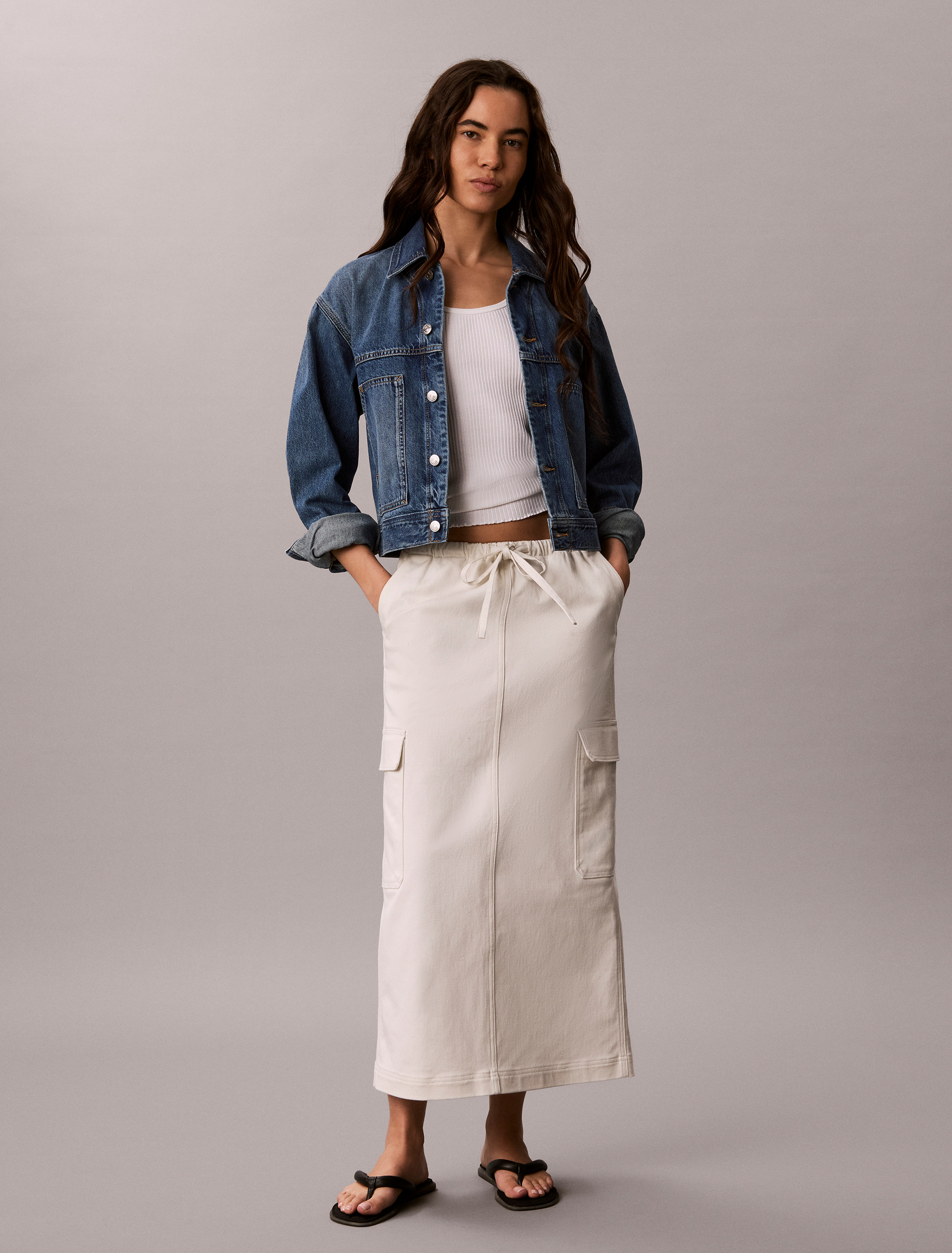 Cotton Twill Cargo Skirt