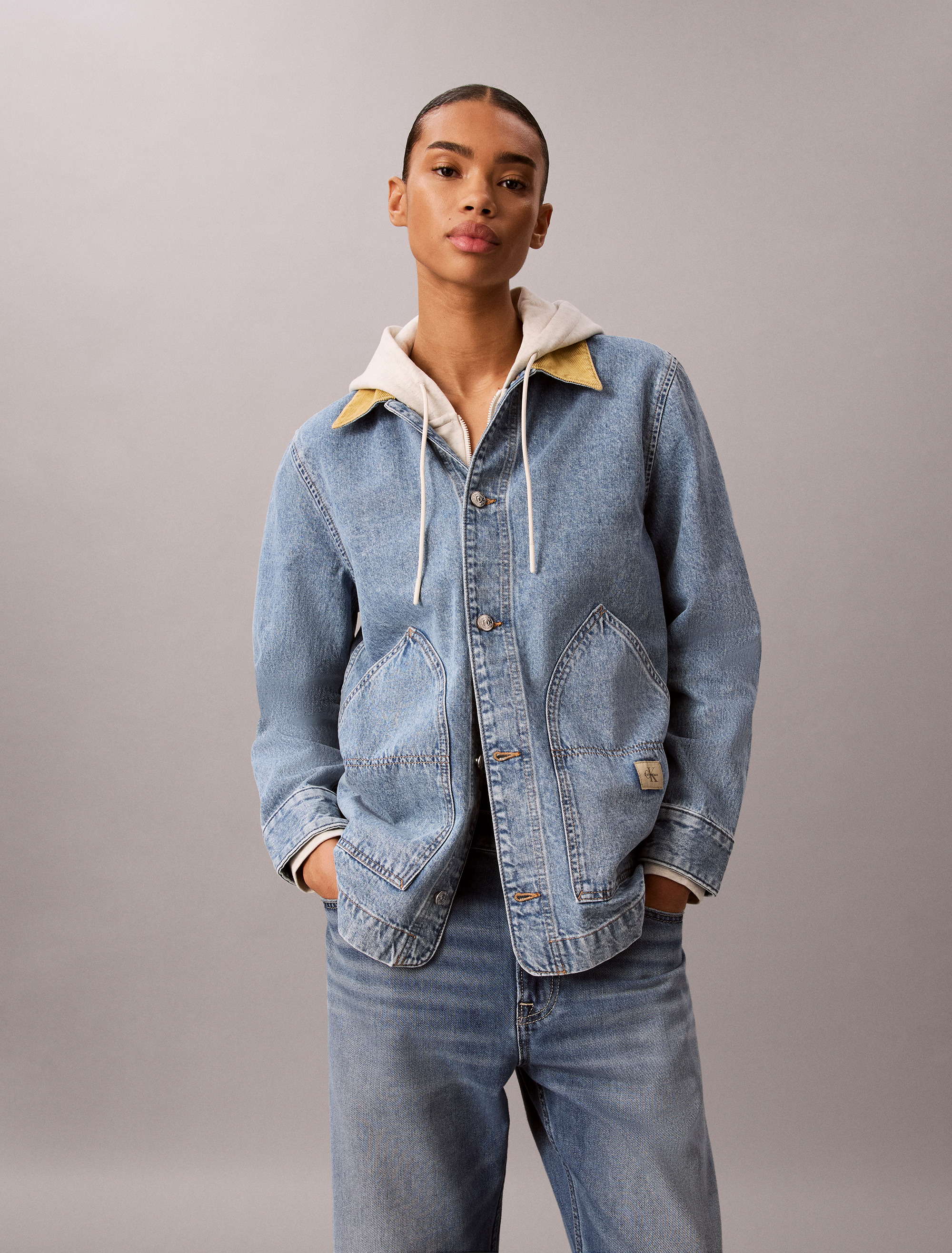 Contrast Collar Chore Coat