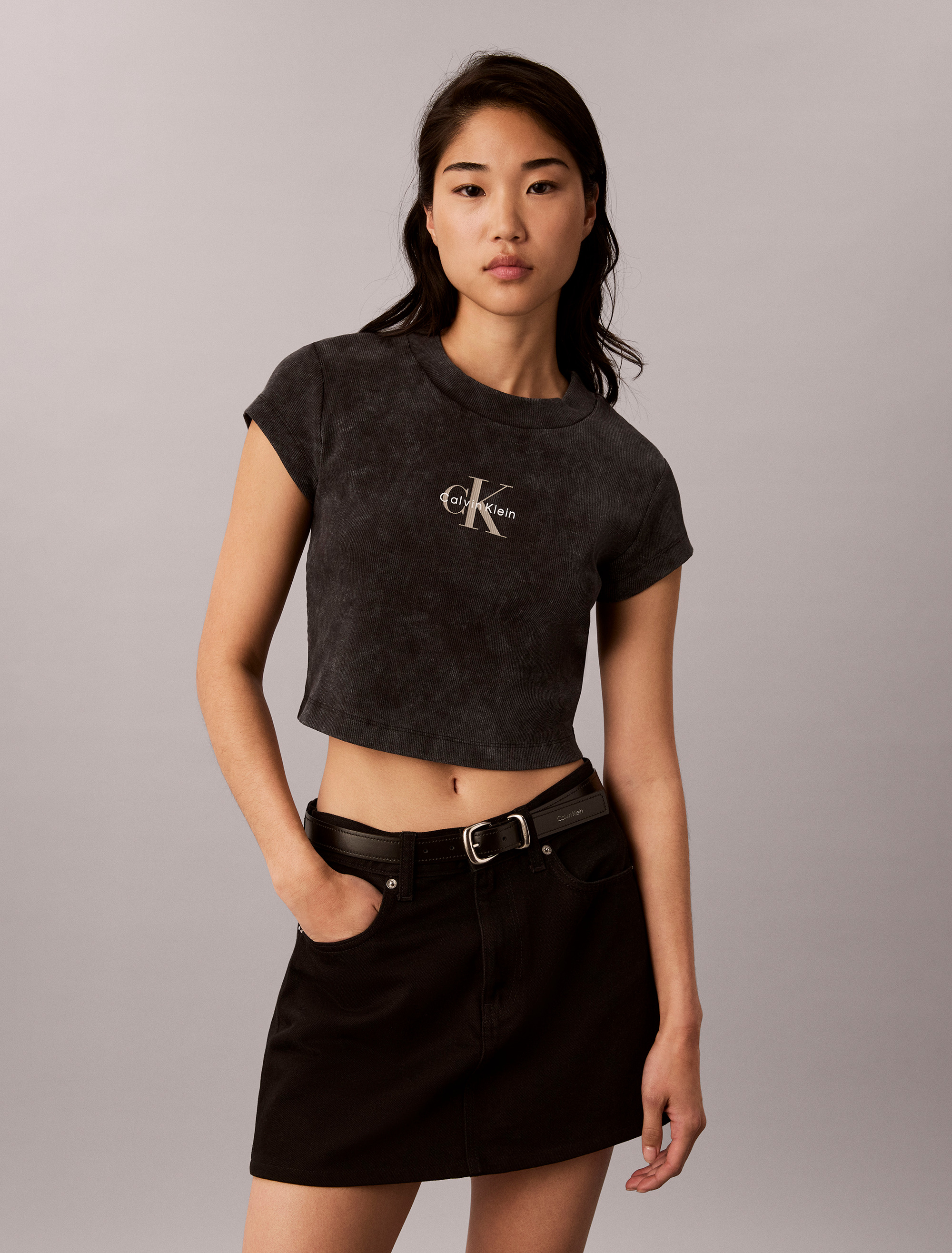 Monologo Rib Acid Wash Baby Tee