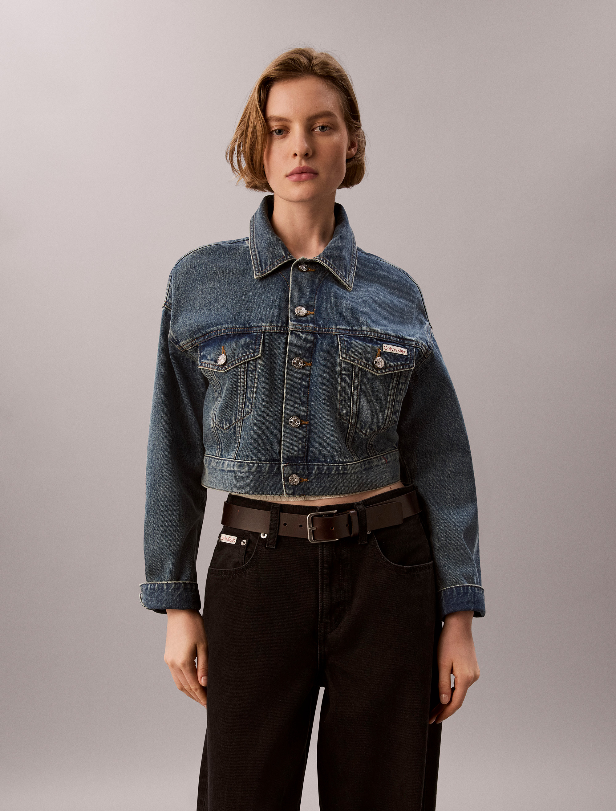 Denim Cropped Trucker Jacket