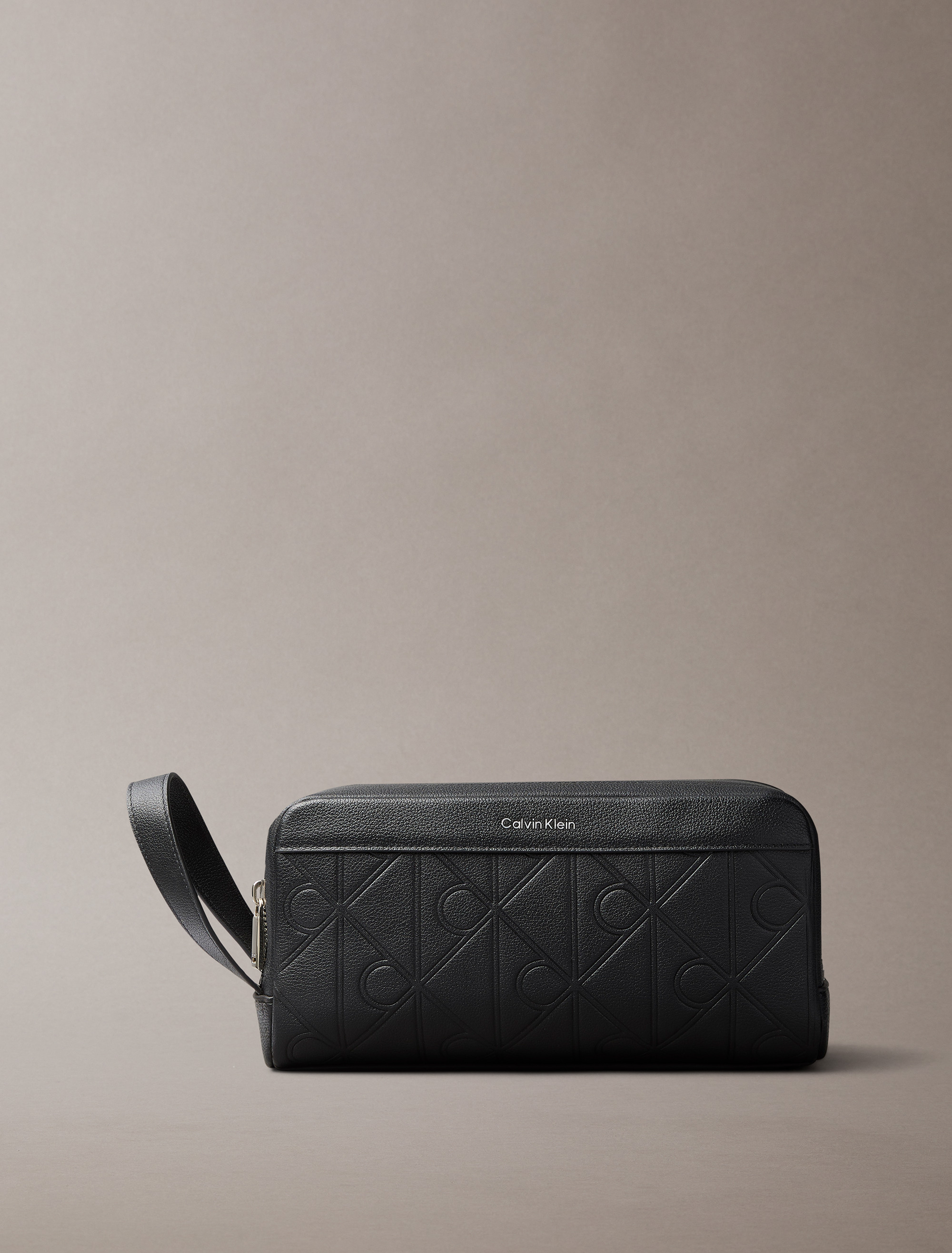 Allover Embossed Emblem Logo Wash Bag