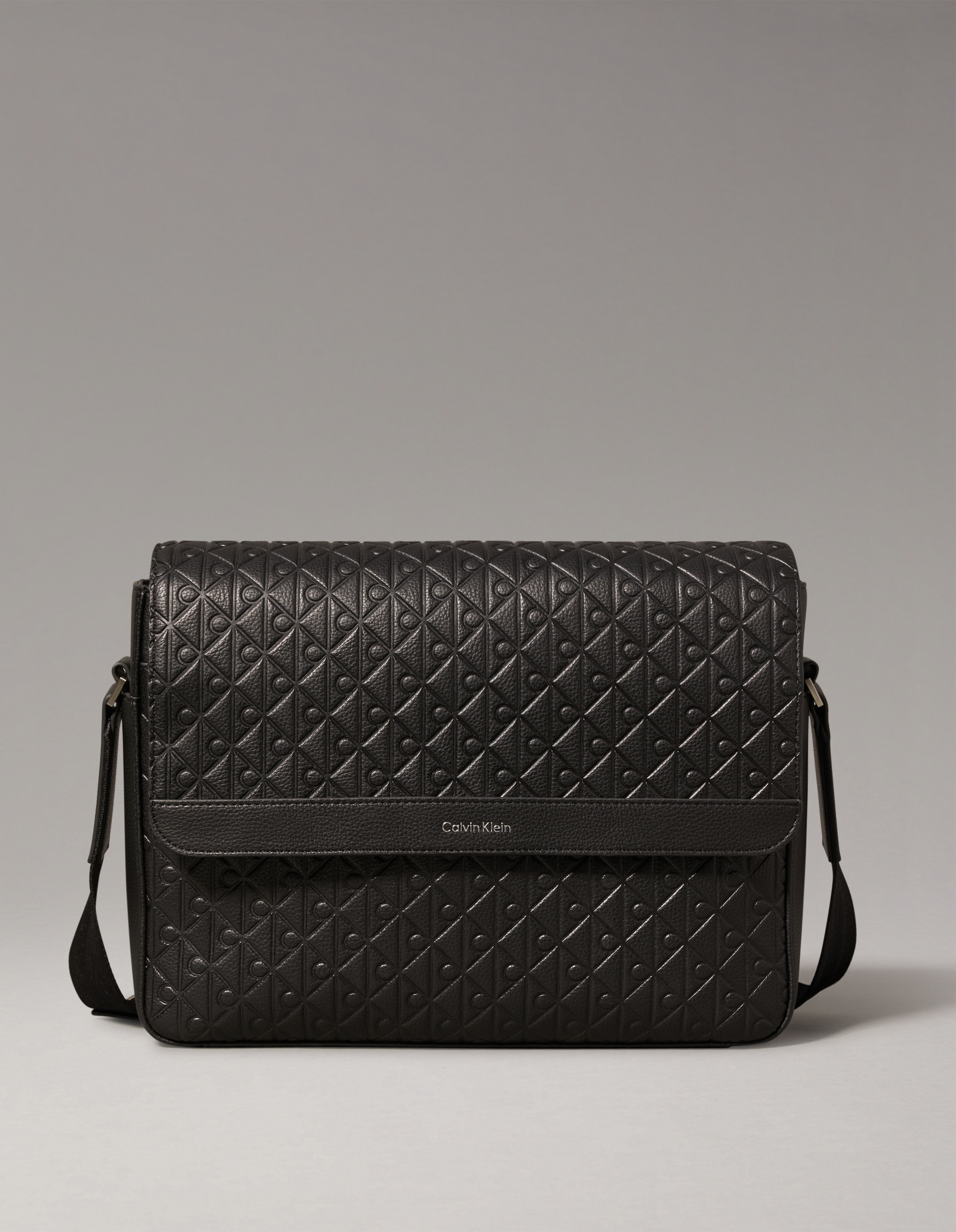 Embossed Emblem Logo Flap Messenger Bag