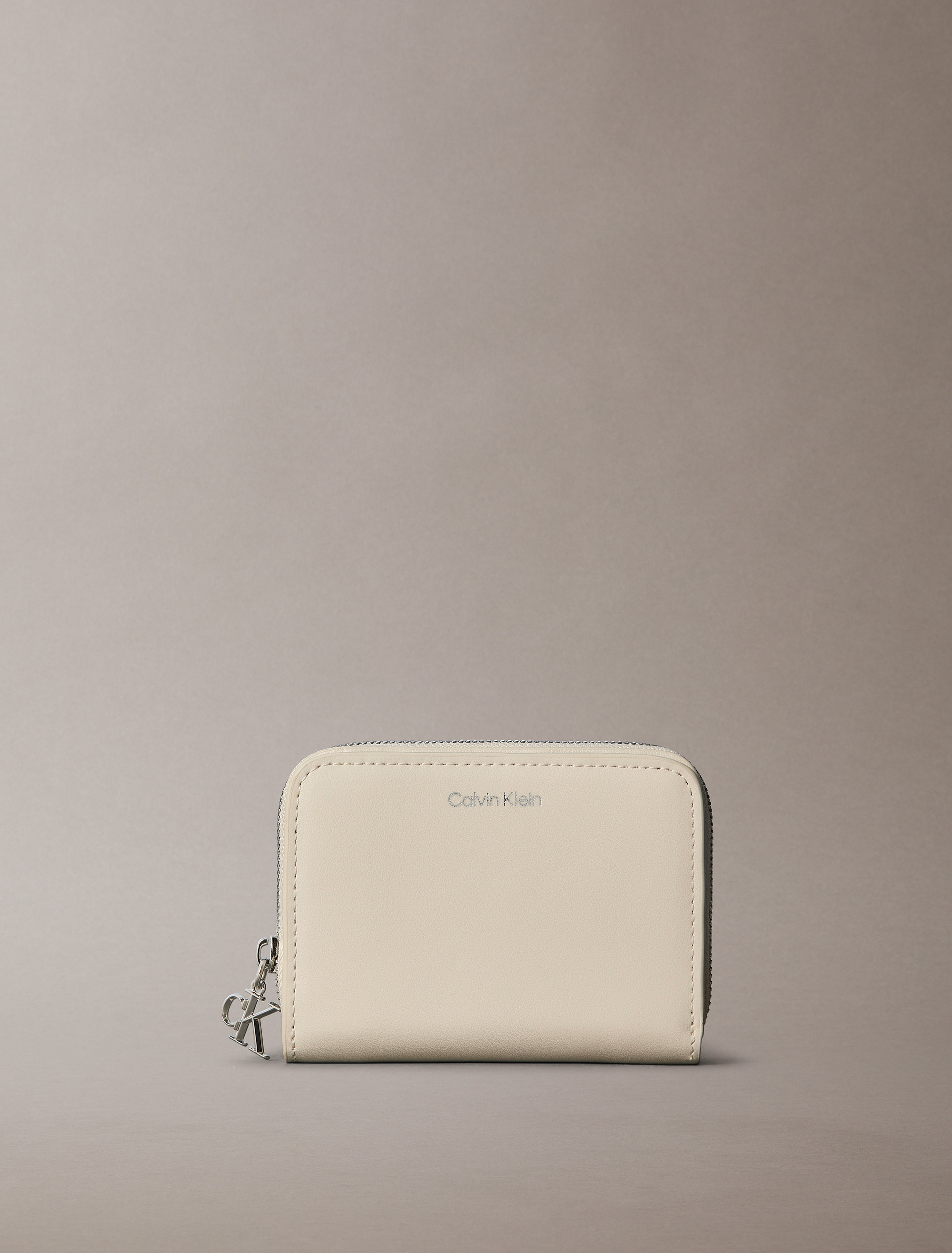 Leather Monogram Charm Zip Wallet