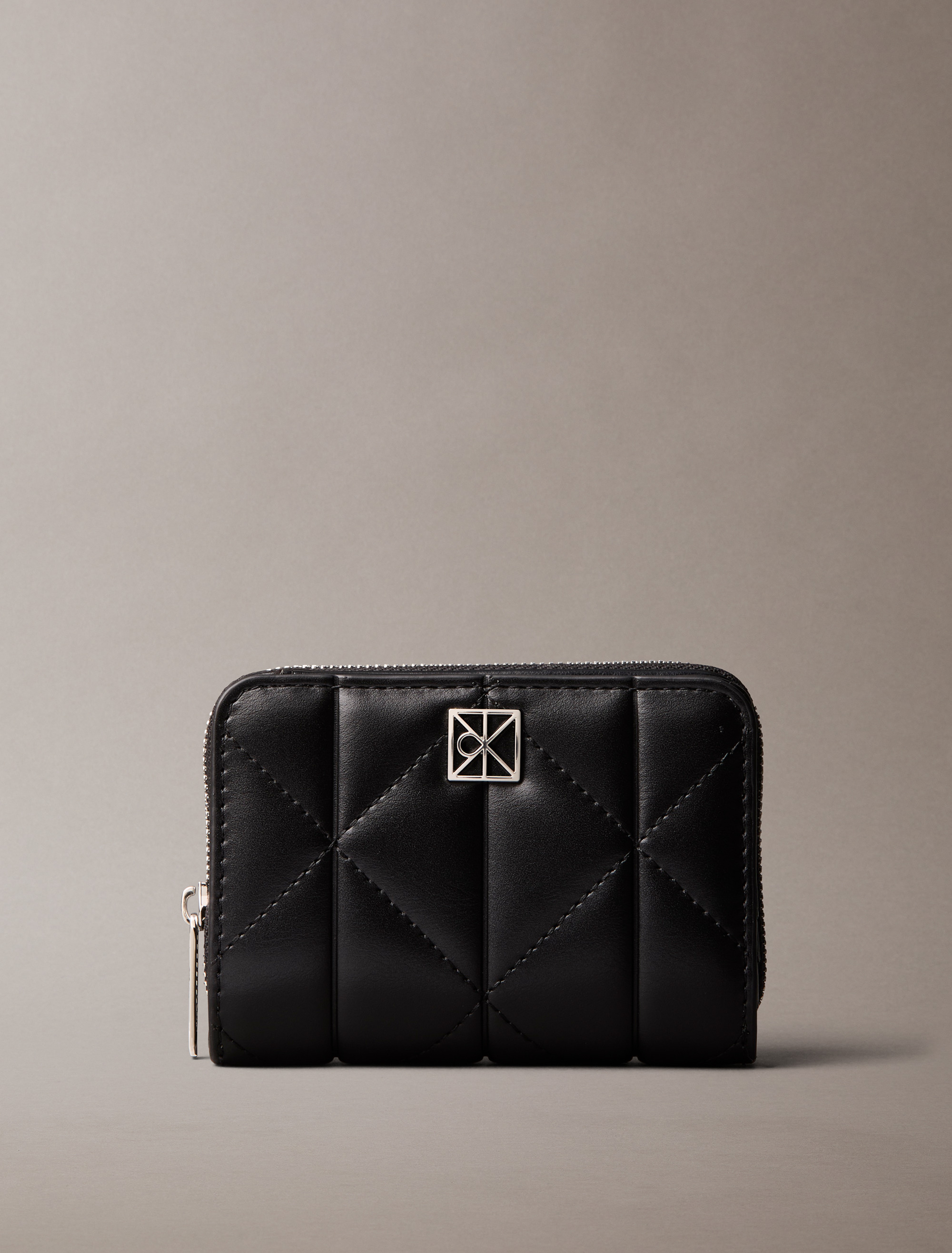 Emblem Logo Quilted Zip Wallet