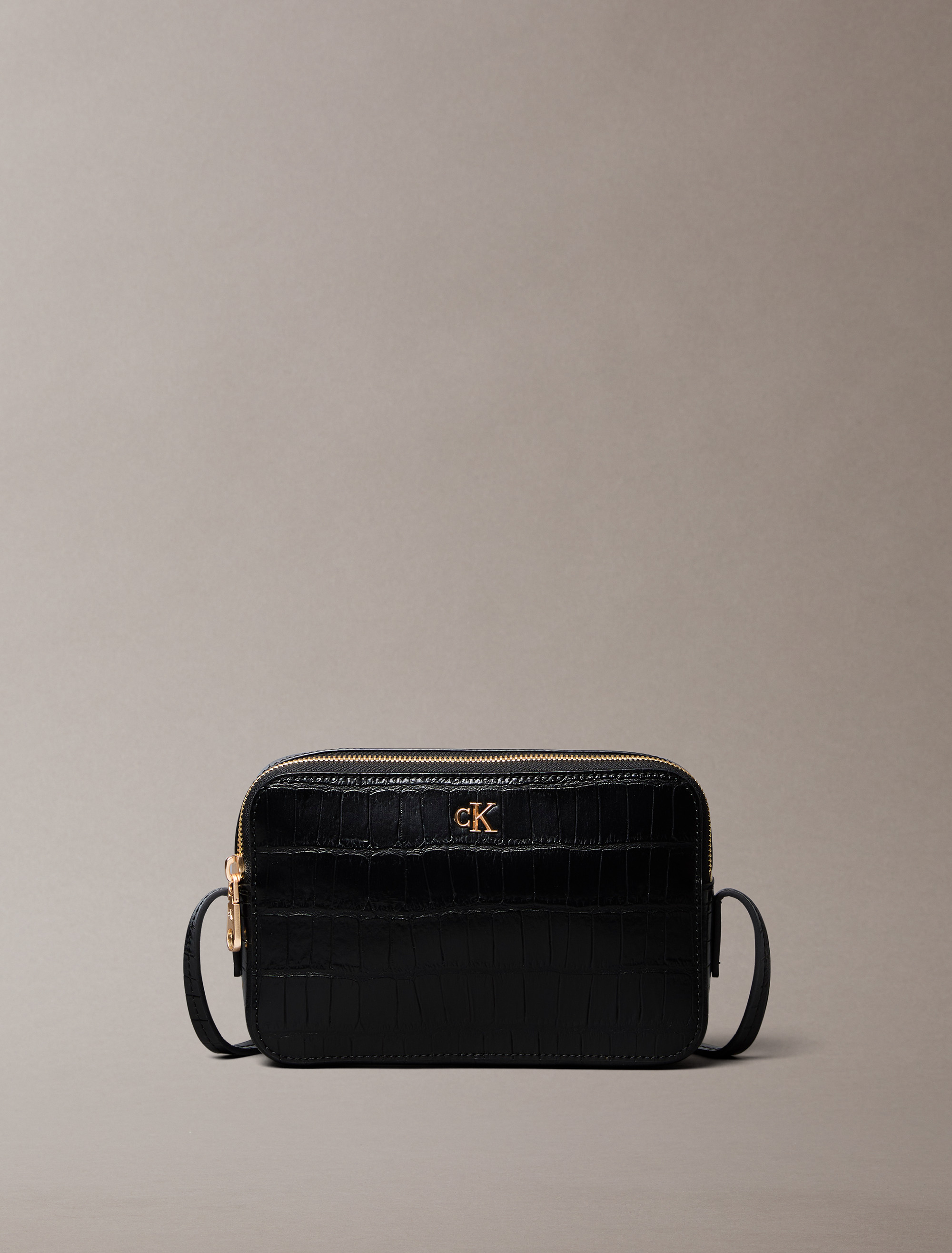 Croc-Effect Crossbody Camera Bag