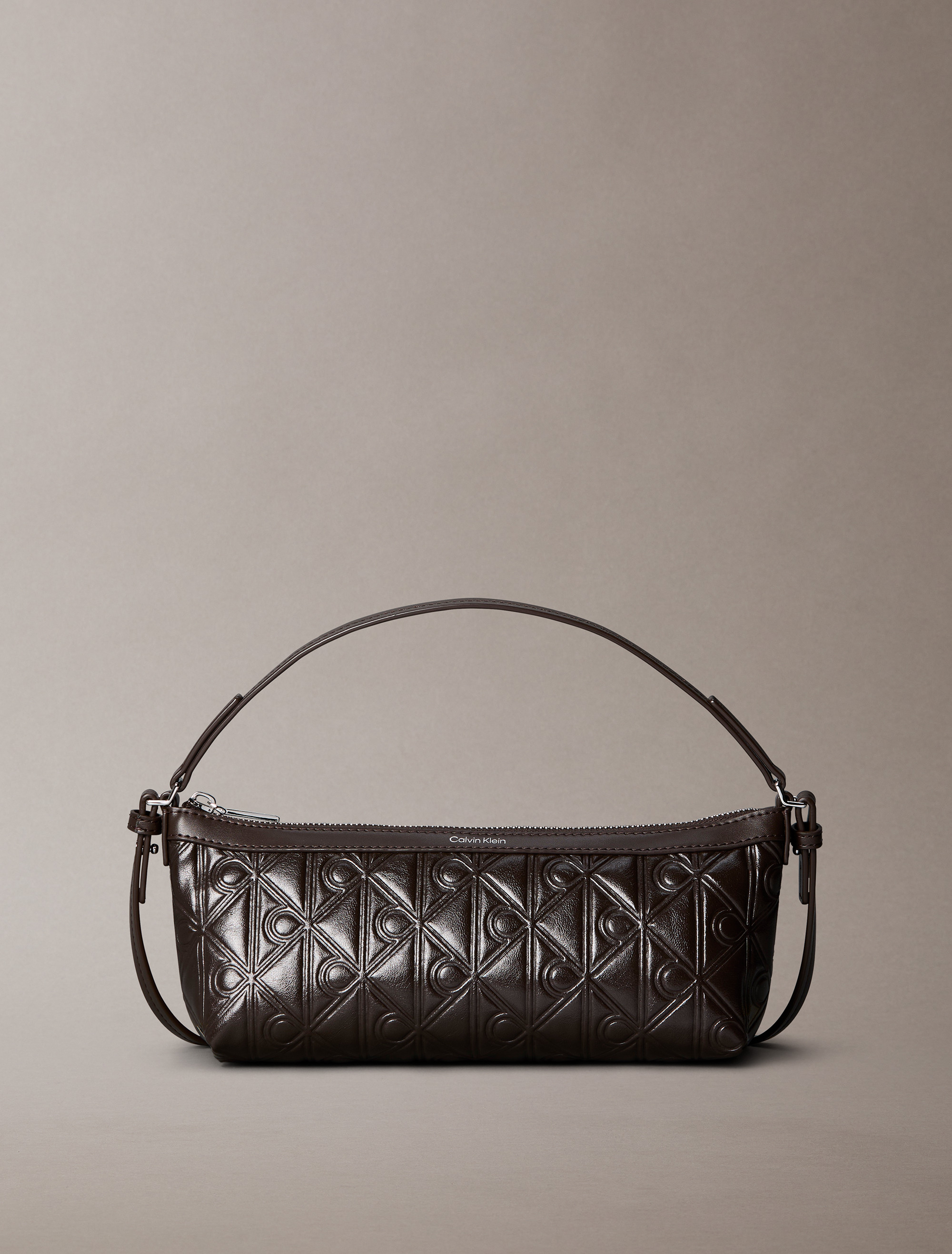Debossed Allover Emblem Logo Long Shoulder Bag