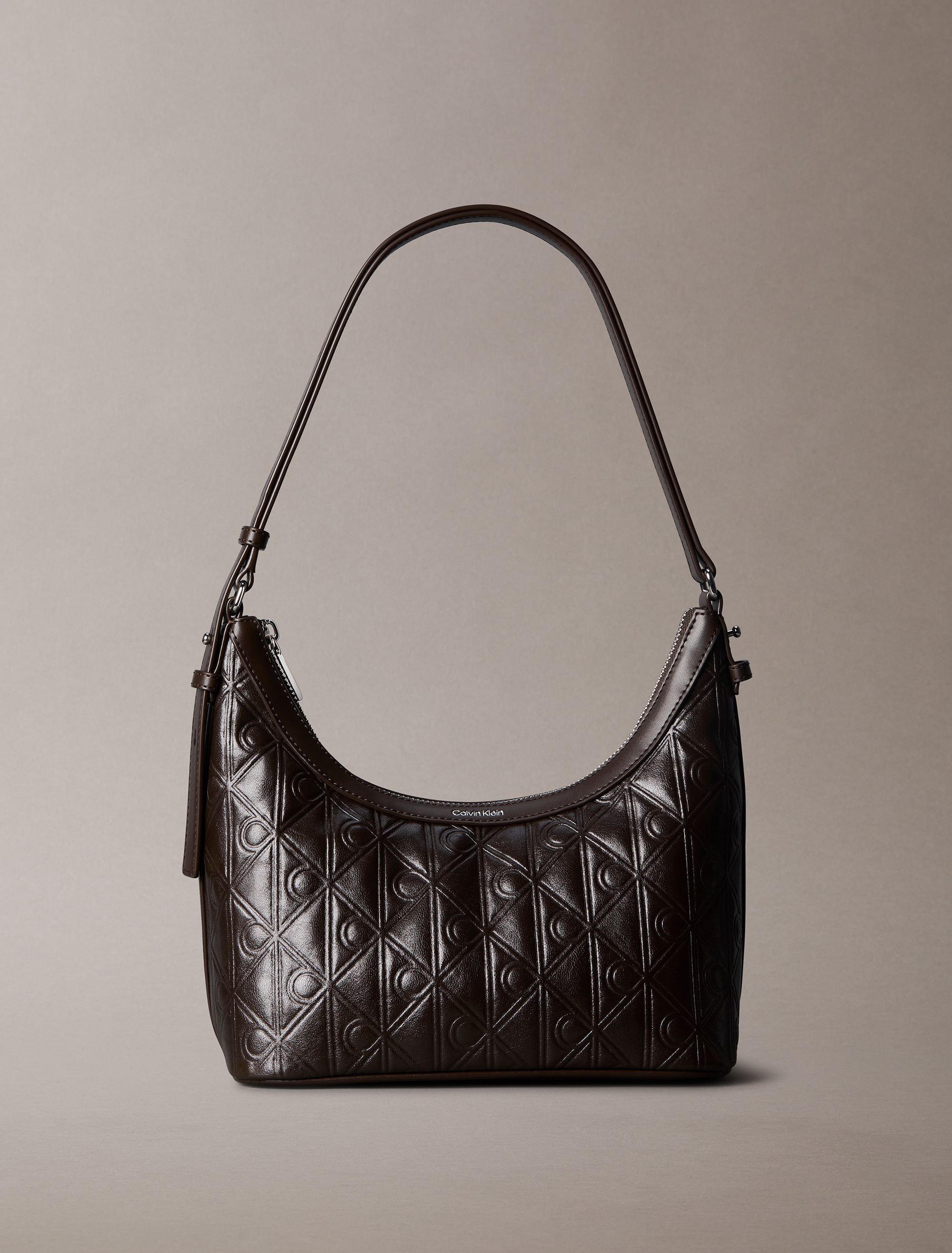 Debossed Allover Emblem Logo Small Shoulder Bag