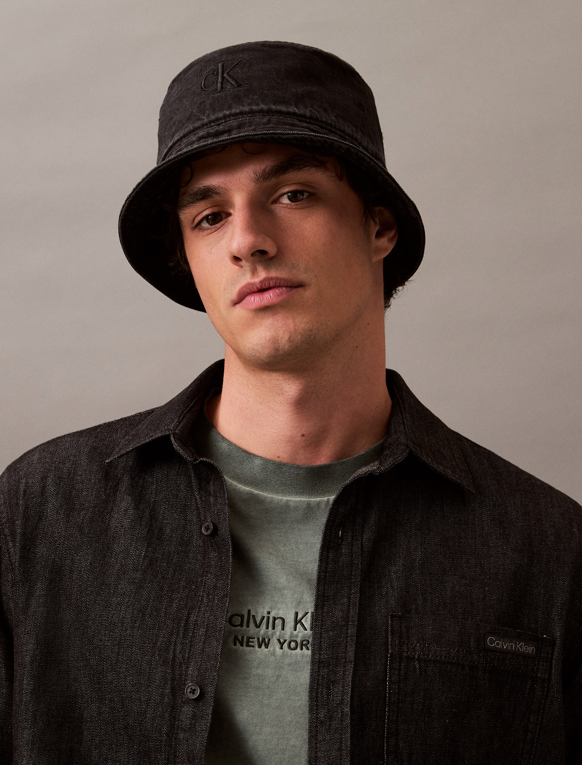 Monogram Logo Denim Bucket Hat | Calvin Klein